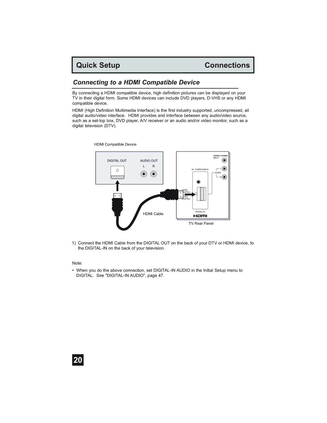 JVC HD-52Z575, HD-52Z585, HD-61Z585, HD-61Z575 manual Connecting to a Hdmi Compatible Device 