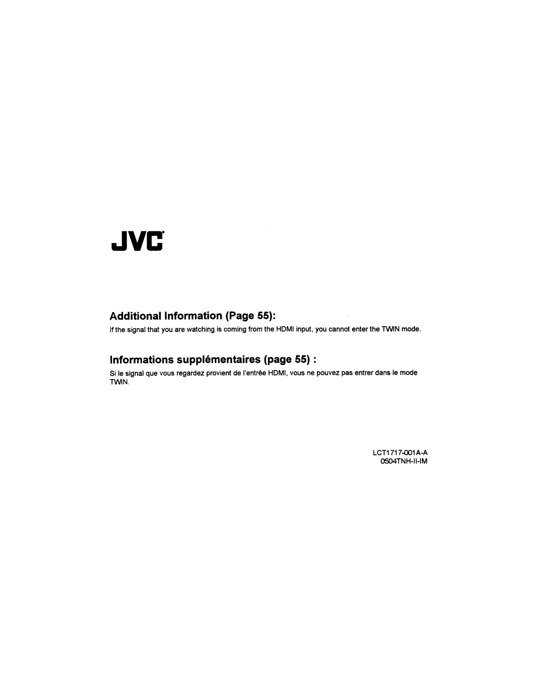 JVC HD-61Z575, HD-52Z575, HD-52Z585, HD-61Z585 manual 