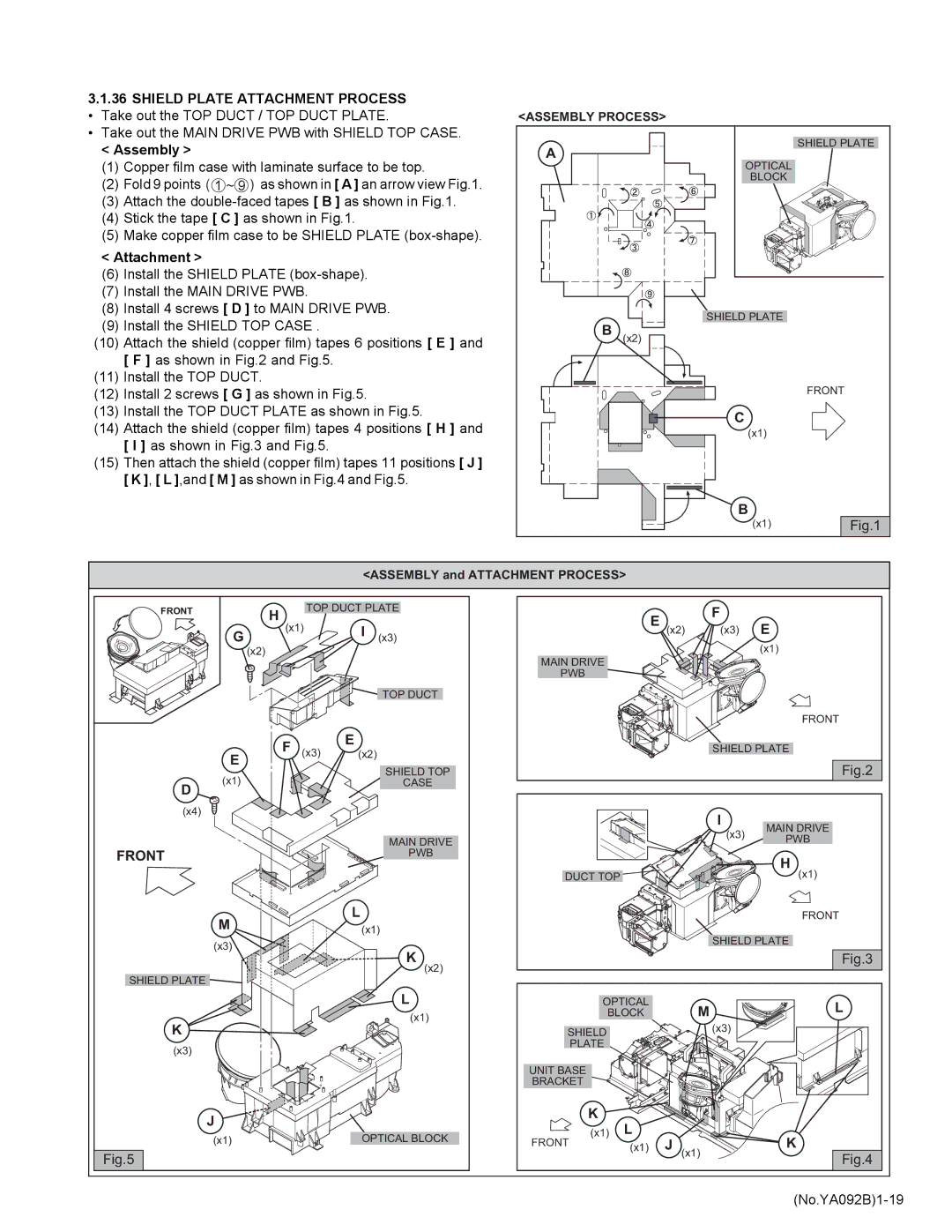 JVC HD-52Z575 service manual Shield Plate Attachment Process, Assembly 