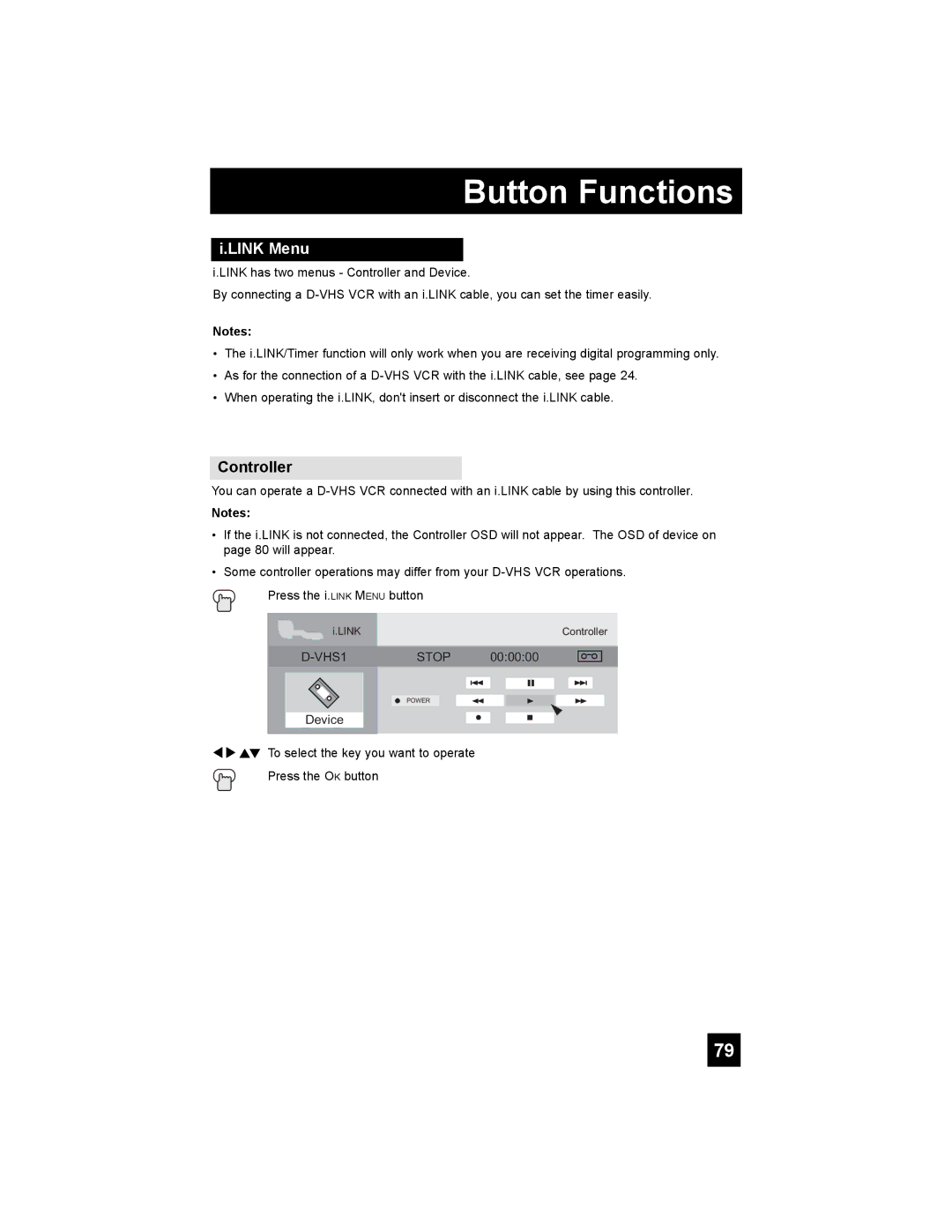 JVC HD-61FC97, HD-56FC97, HD-56FH97 manual Link Menu, Controller 