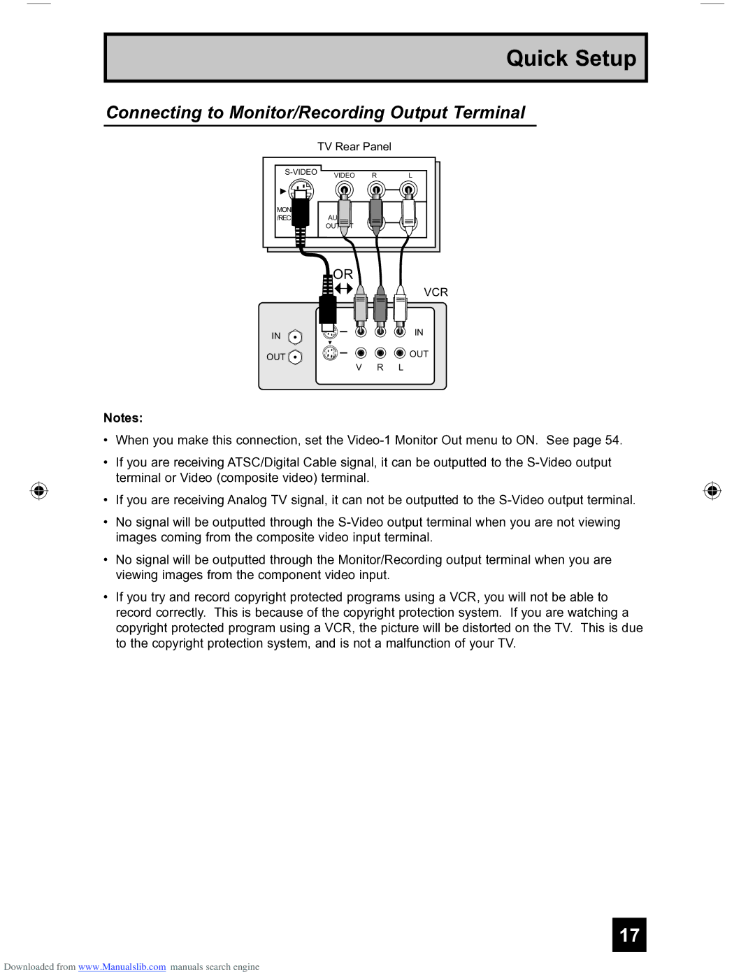 JVC HD-56FH97 manual Connecting to Monitor/Recording Output Terminal 