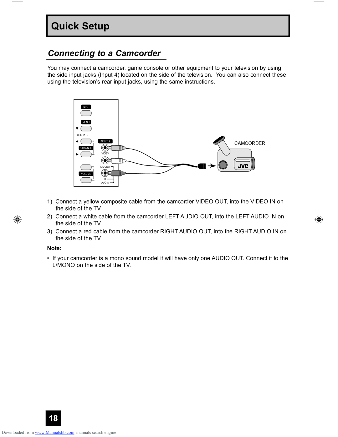 JVC HD-56FH97 manual Connecting to a Camcorder 