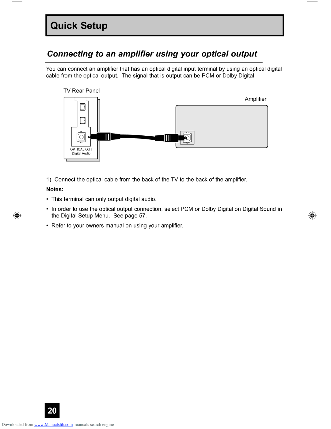 JVC HD-56FH97 manual Connecting to an amplifier using your optical output 