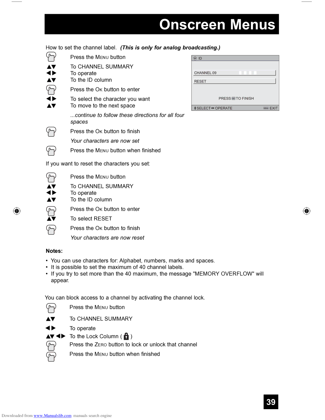 JVC HD-56FH97 manual Continue to follow these directions for all four spaces 