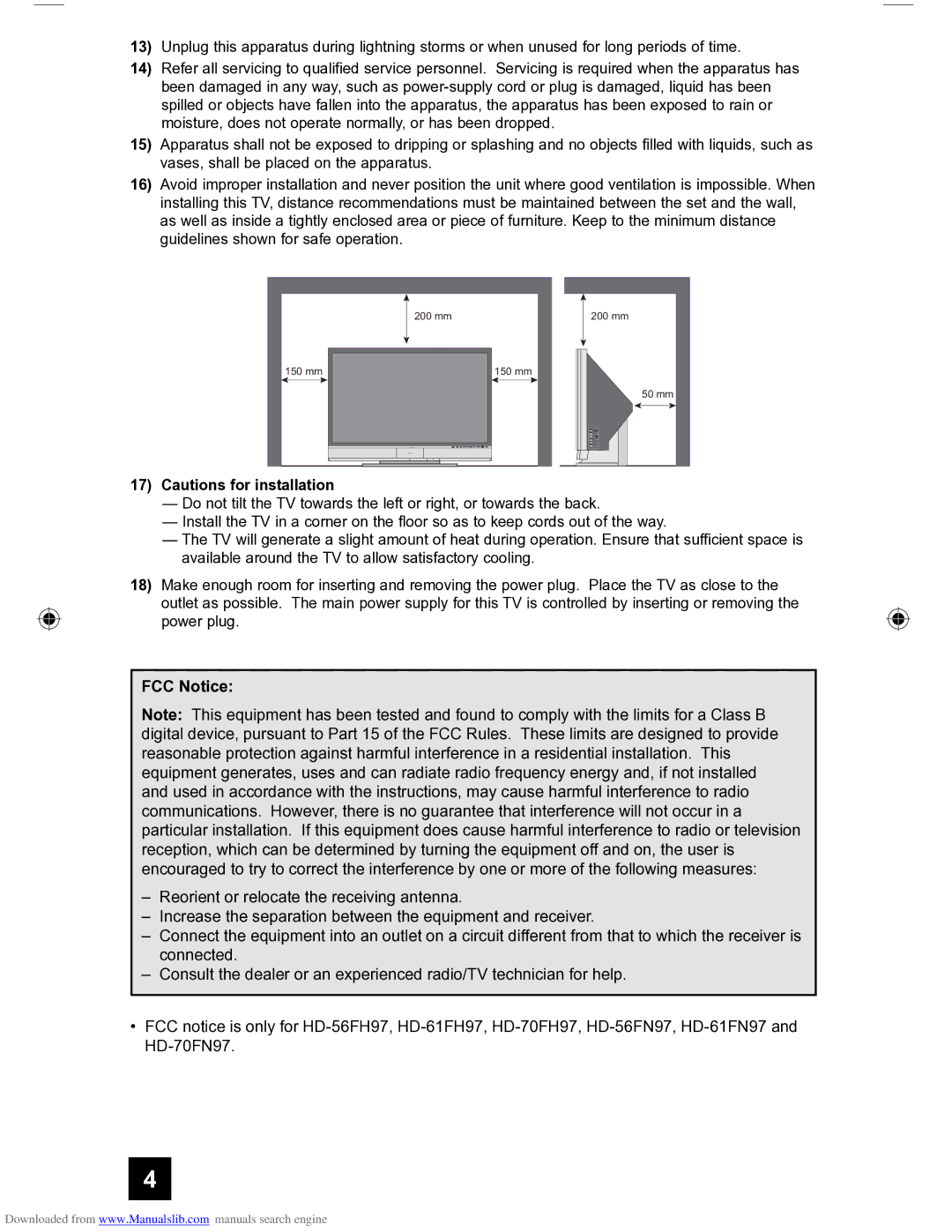 JVC HD-56FH97 manual FCC Notice 