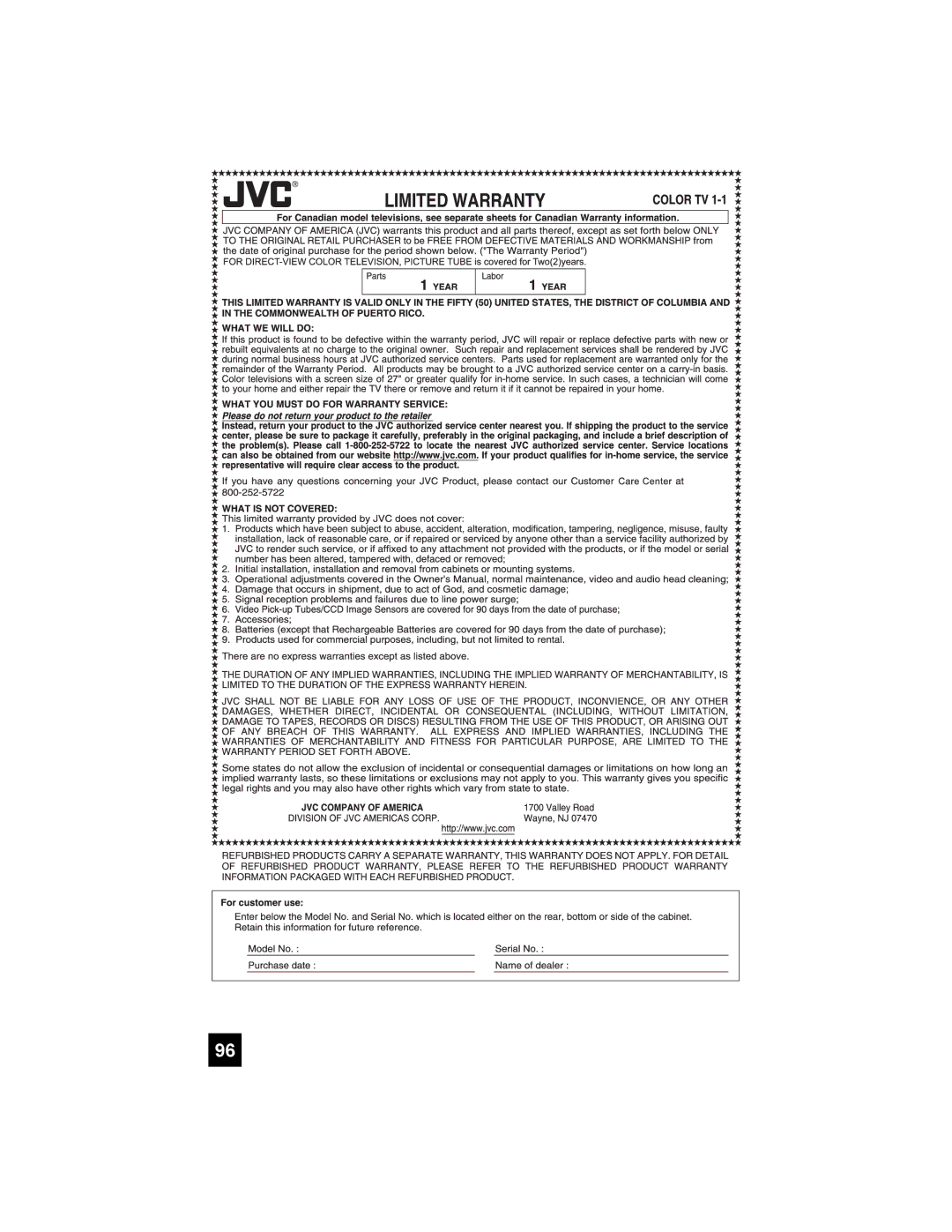 JVC HD-56G886, HD-56G786 manual 