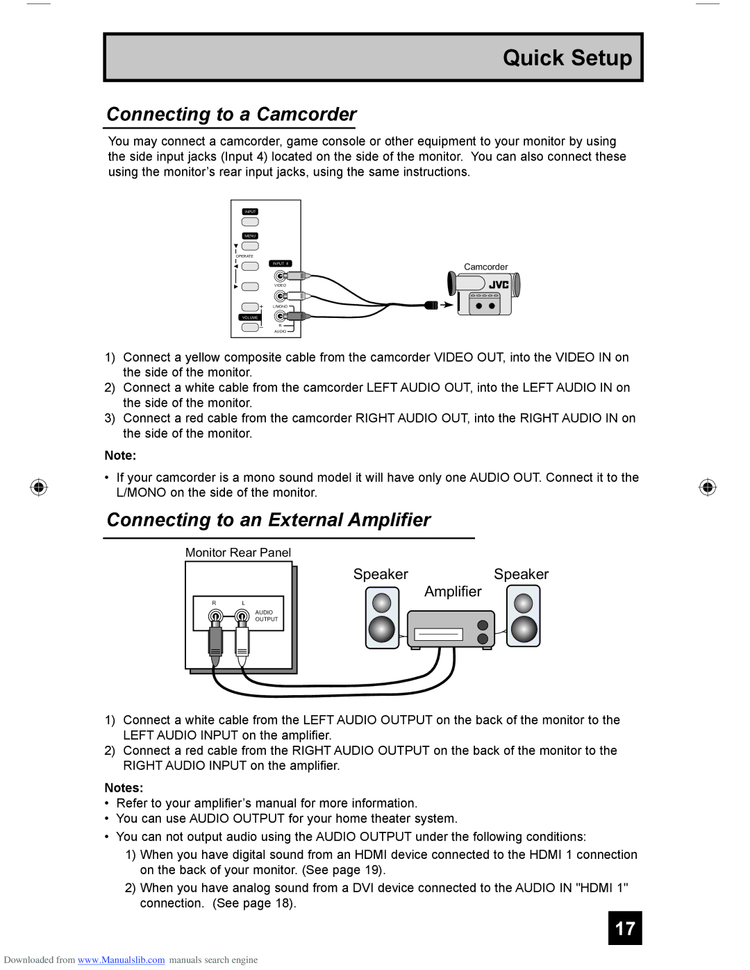 JVC HD-61G587 manual Connecting to a Camcorder 