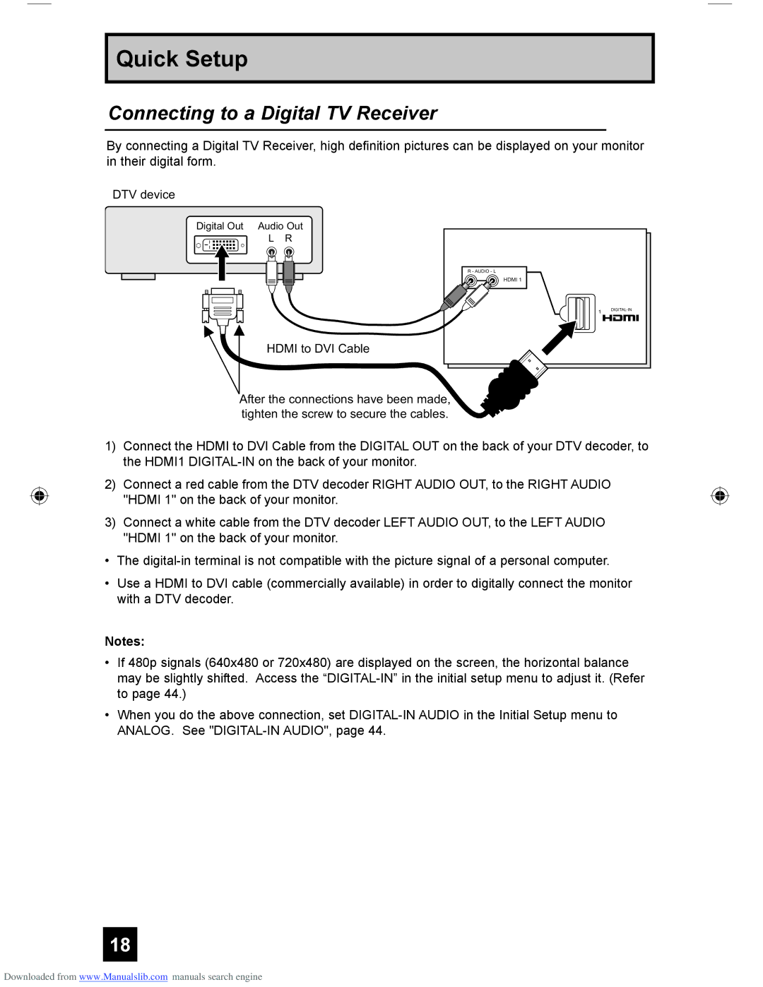 JVC HD-61G587 manual Connecting to a Digital TV Receiver 