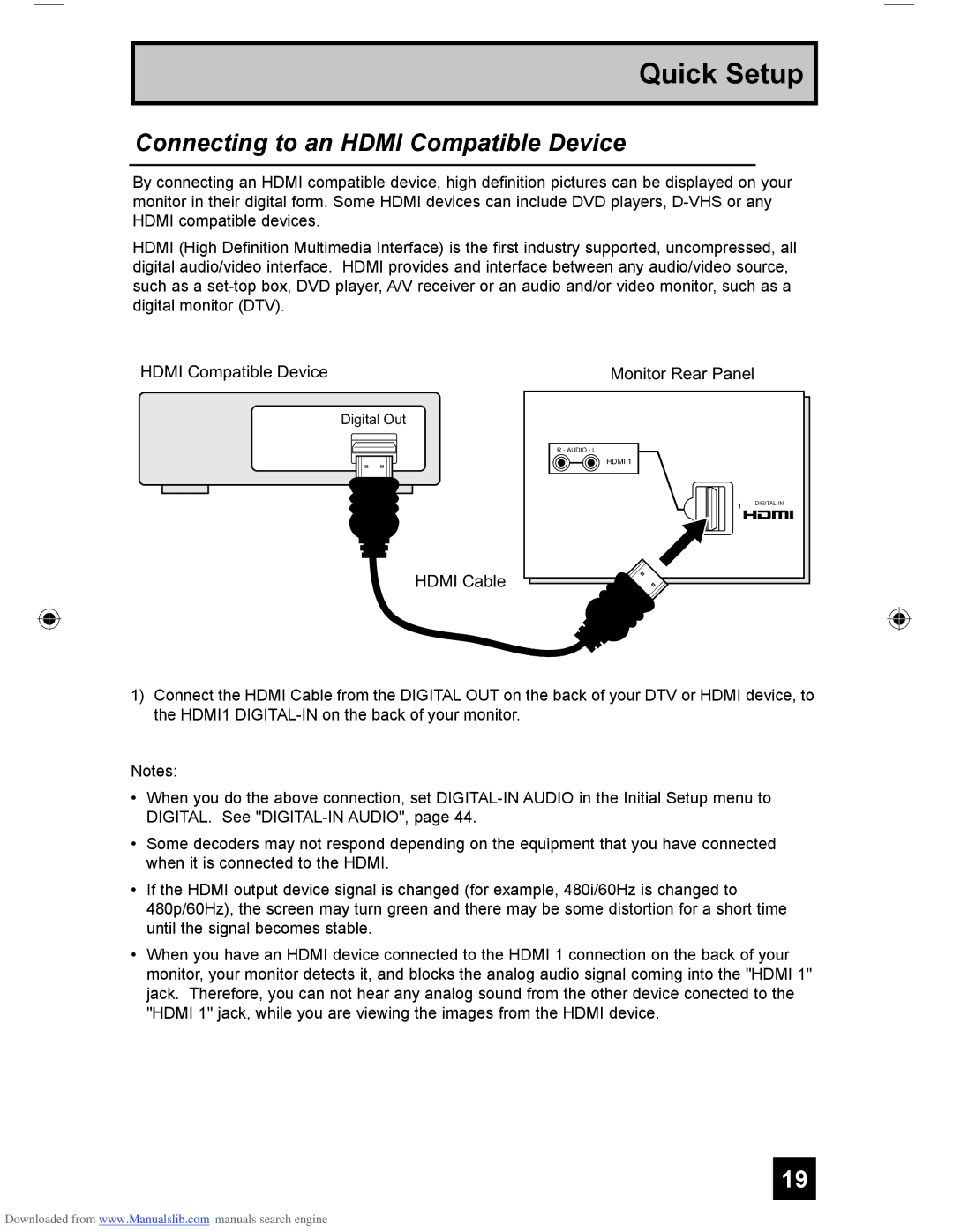 JVC HD-61G587 manual Connecting to an Hdmi Compatible Device 