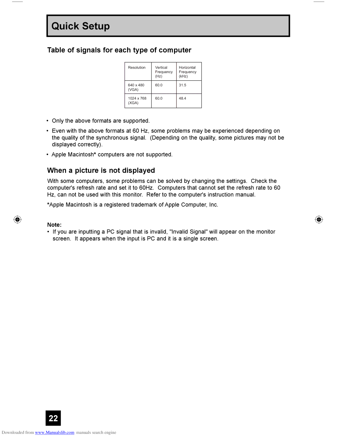 JVC HD-61G587 manual Table of signals for each type of computer, When a picture is not displayed 