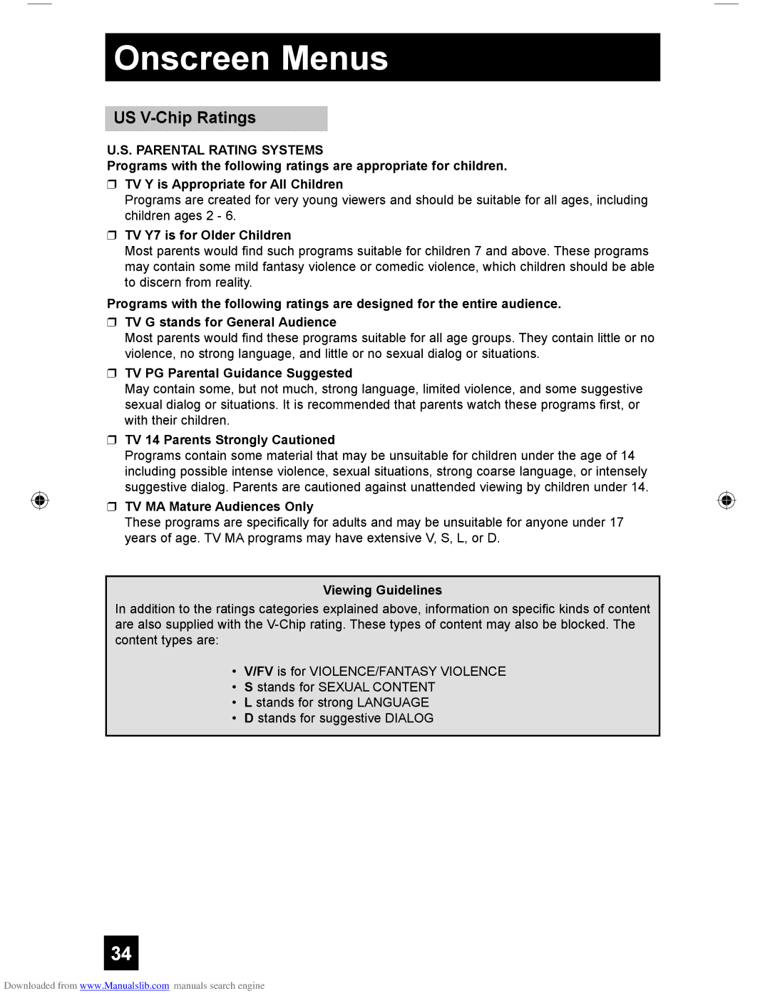 JVC HD-61G587 manual US V-Chip Ratings 