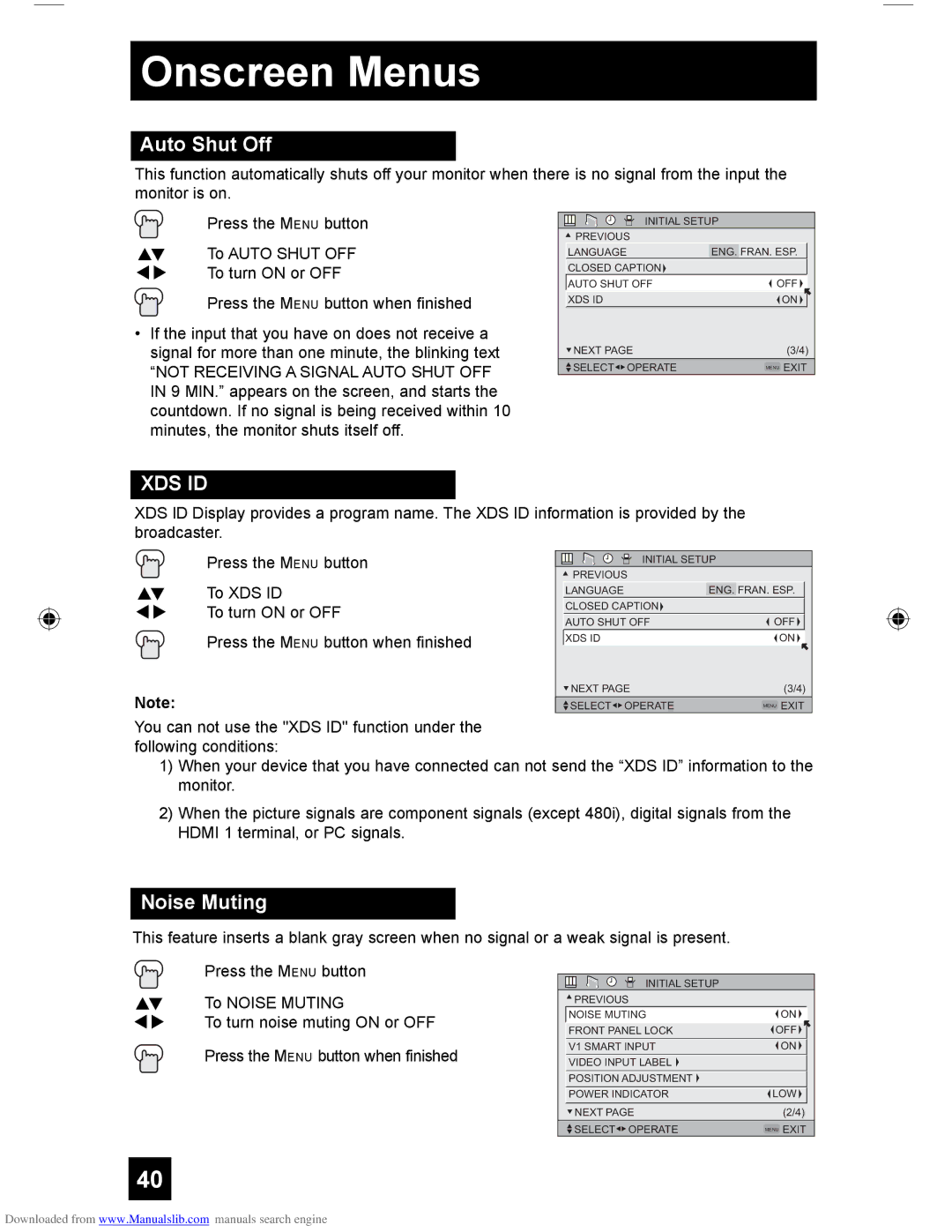 JVC HD-61G587 manual Auto Shut Off, Noise Muting 