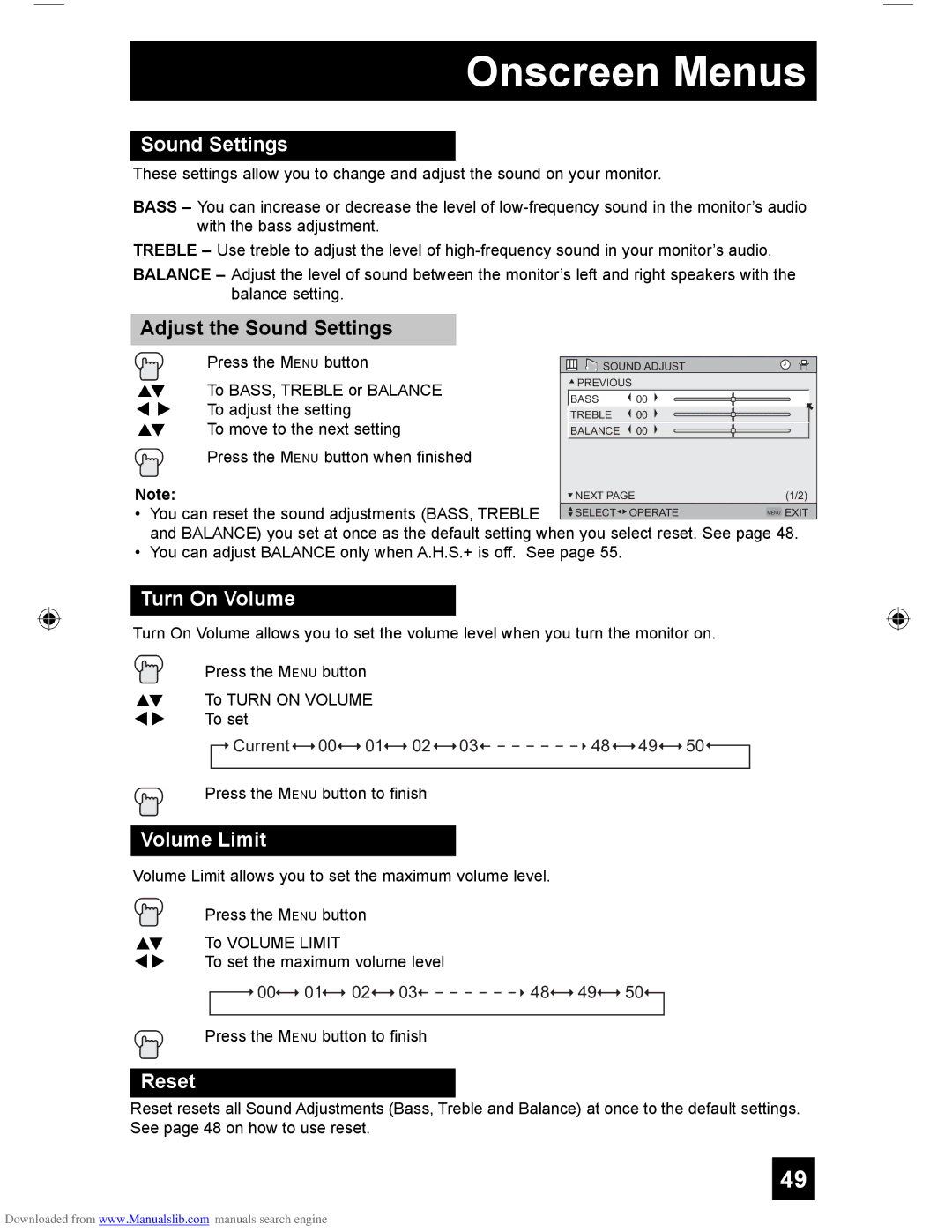 JVC HD-61G587 manual Adjust the Sound Settings, Turn On Volume, Volume Limit 