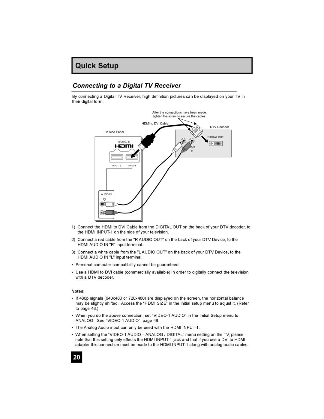 JVC HD-65S998 manual Connecting to a Digital TV Receiver 