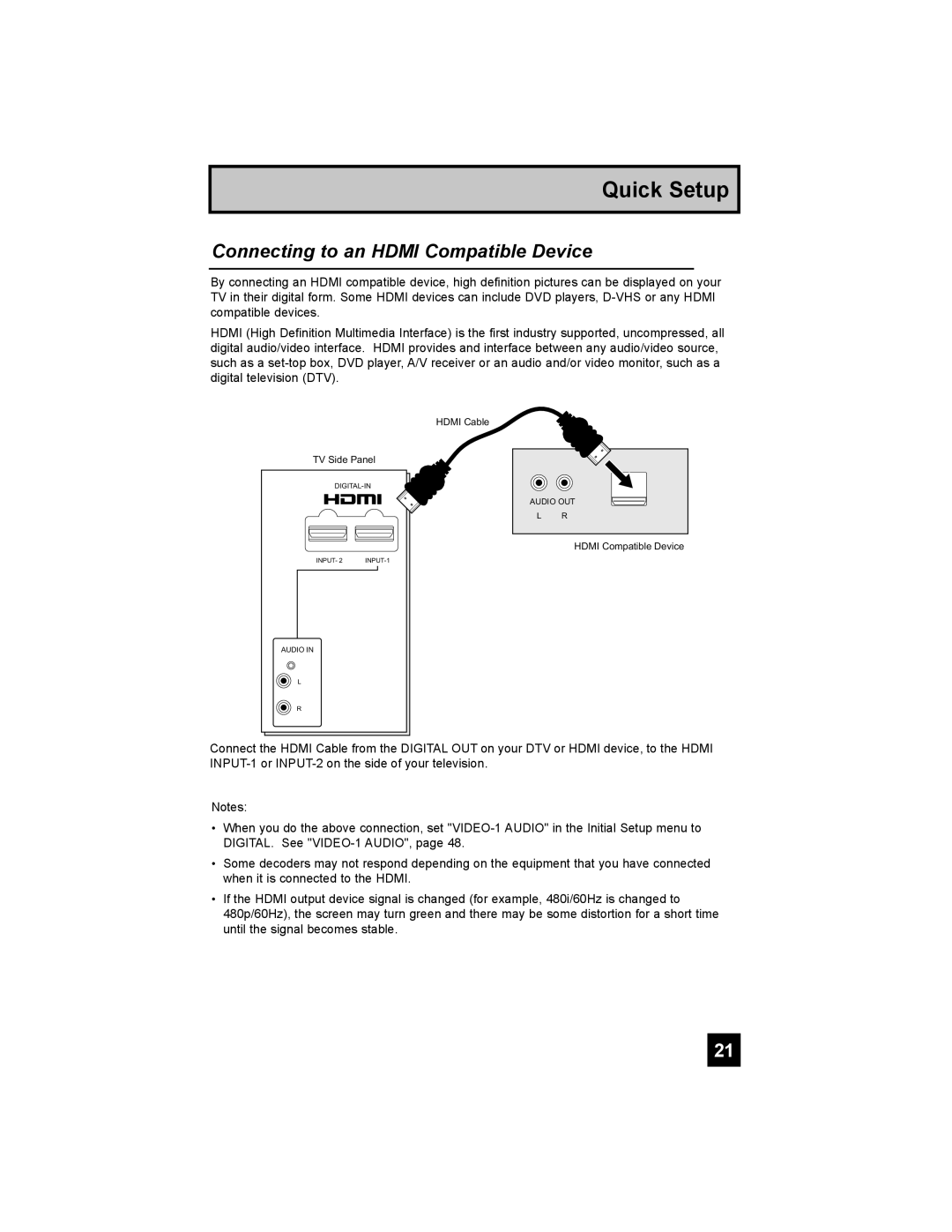 JVC HD-65S998 manual Connecting to an Hdmi Compatible Device 