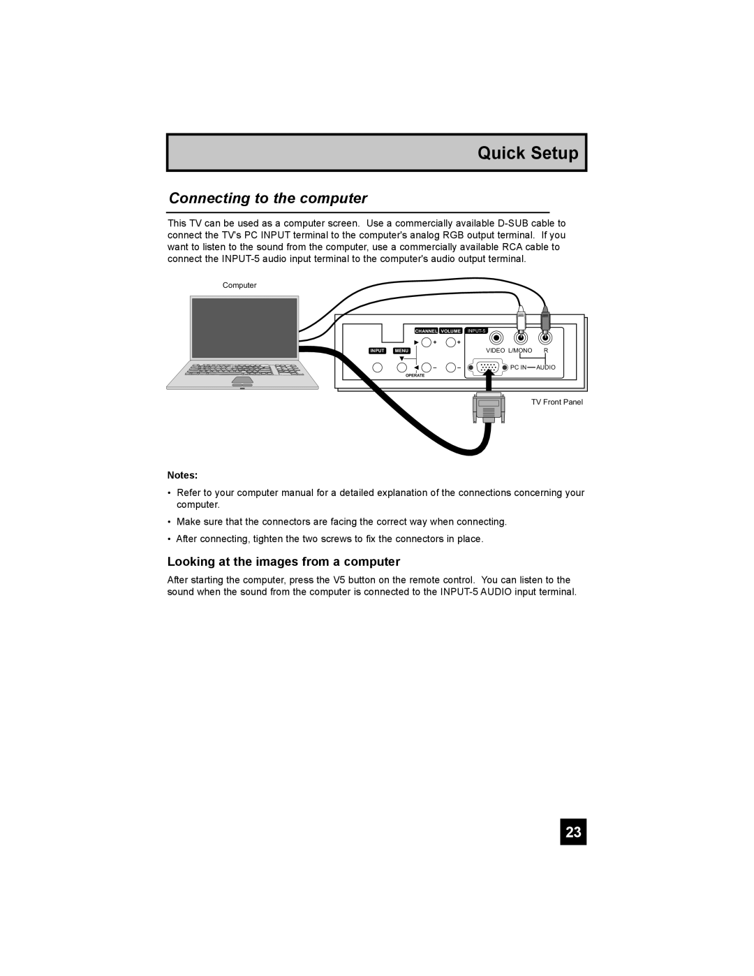 JVC HD-65S998 manual Connecting to the computer, Looking at the images from a computer 