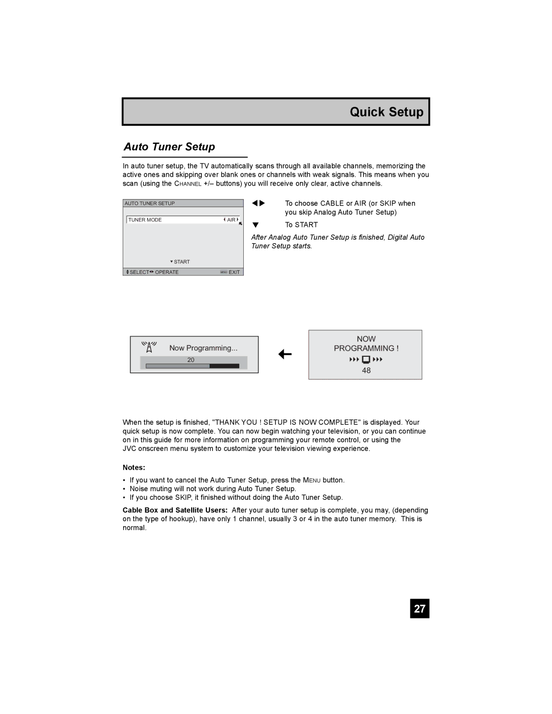 JVC HD-65S998 manual Auto Tuner Setup, NOW Programming 