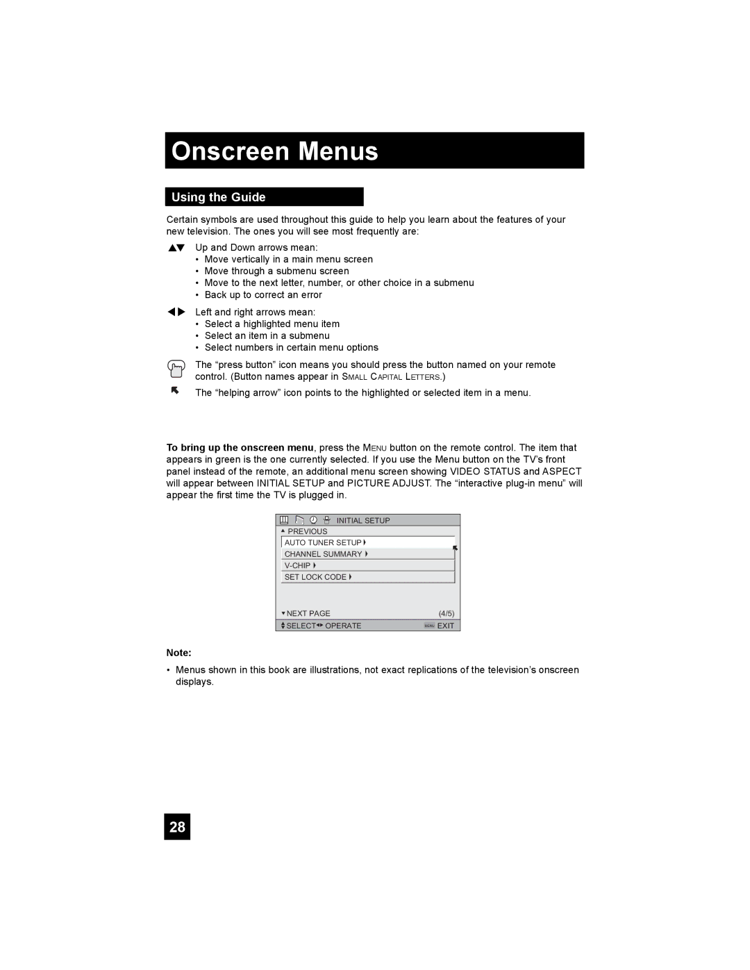 JVC HD-65S998 manual Onscreen Menus, Using the Guide 