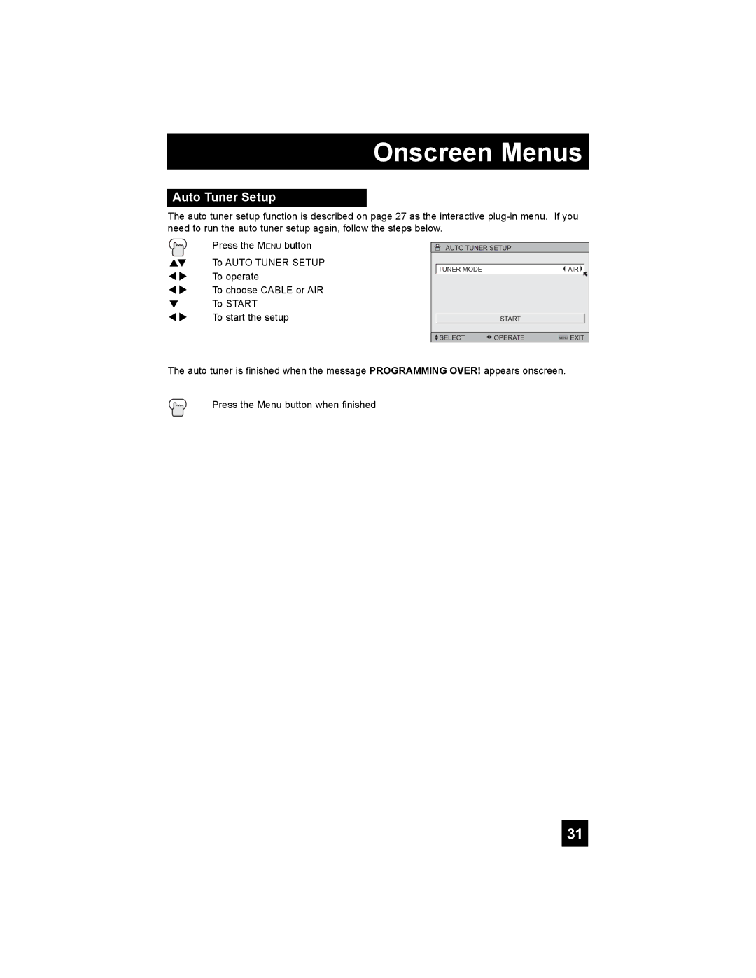 JVC HD-65S998 manual Auto Tuner Setup 