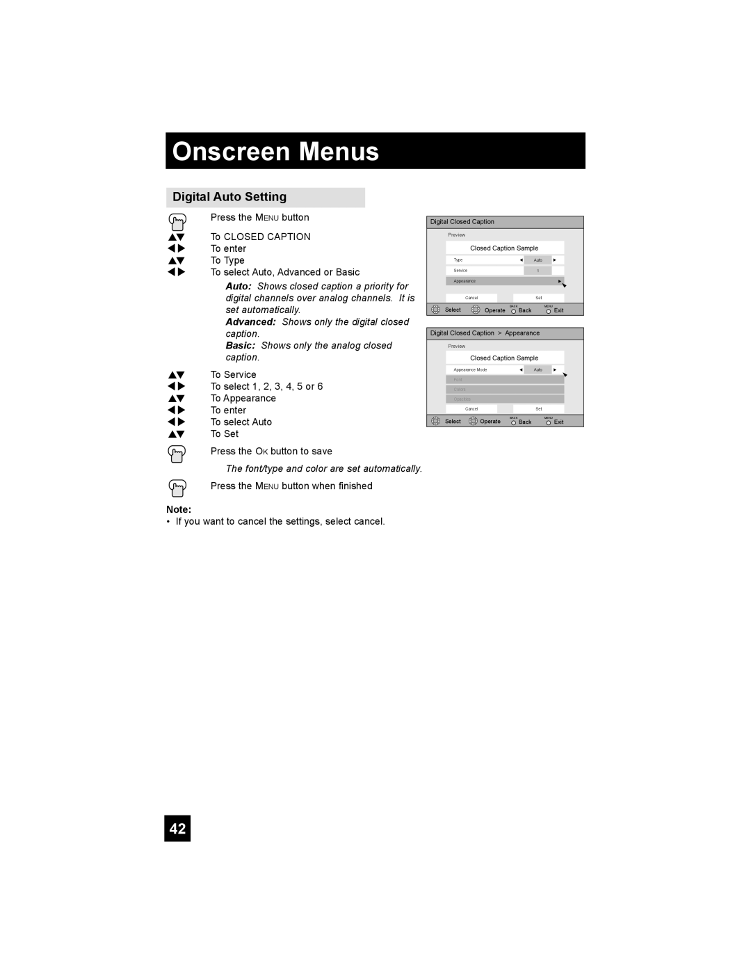 JVC HD-65S998 manual Digital Auto Setting, If you want to cancel the settings, select cancel 