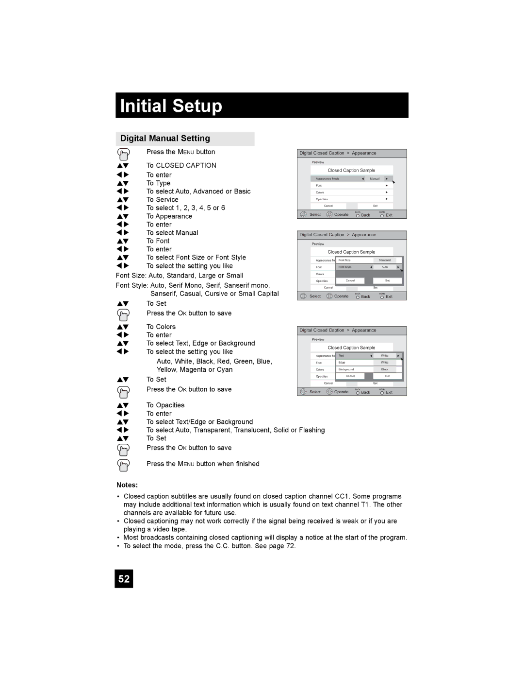 JVC HD-61Z886, HD-70G886, HD-61Z786 manual Digital Manual Setting 