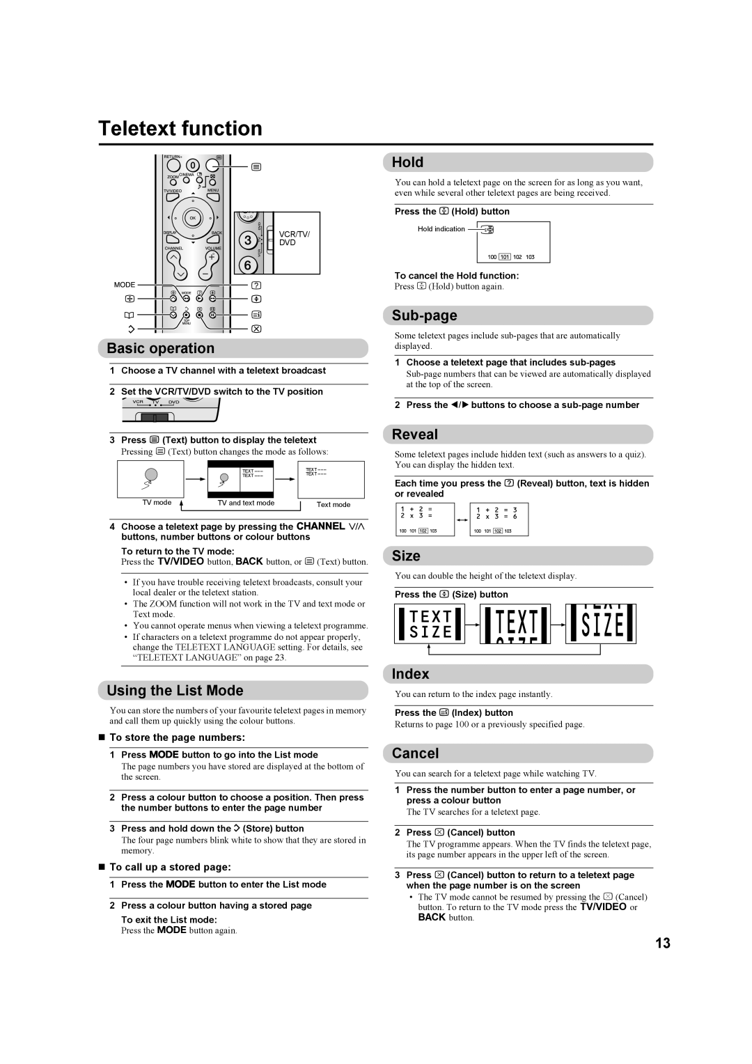 JVC HD-Z56RX5, HD-Z70RX5 manual Teletext function 