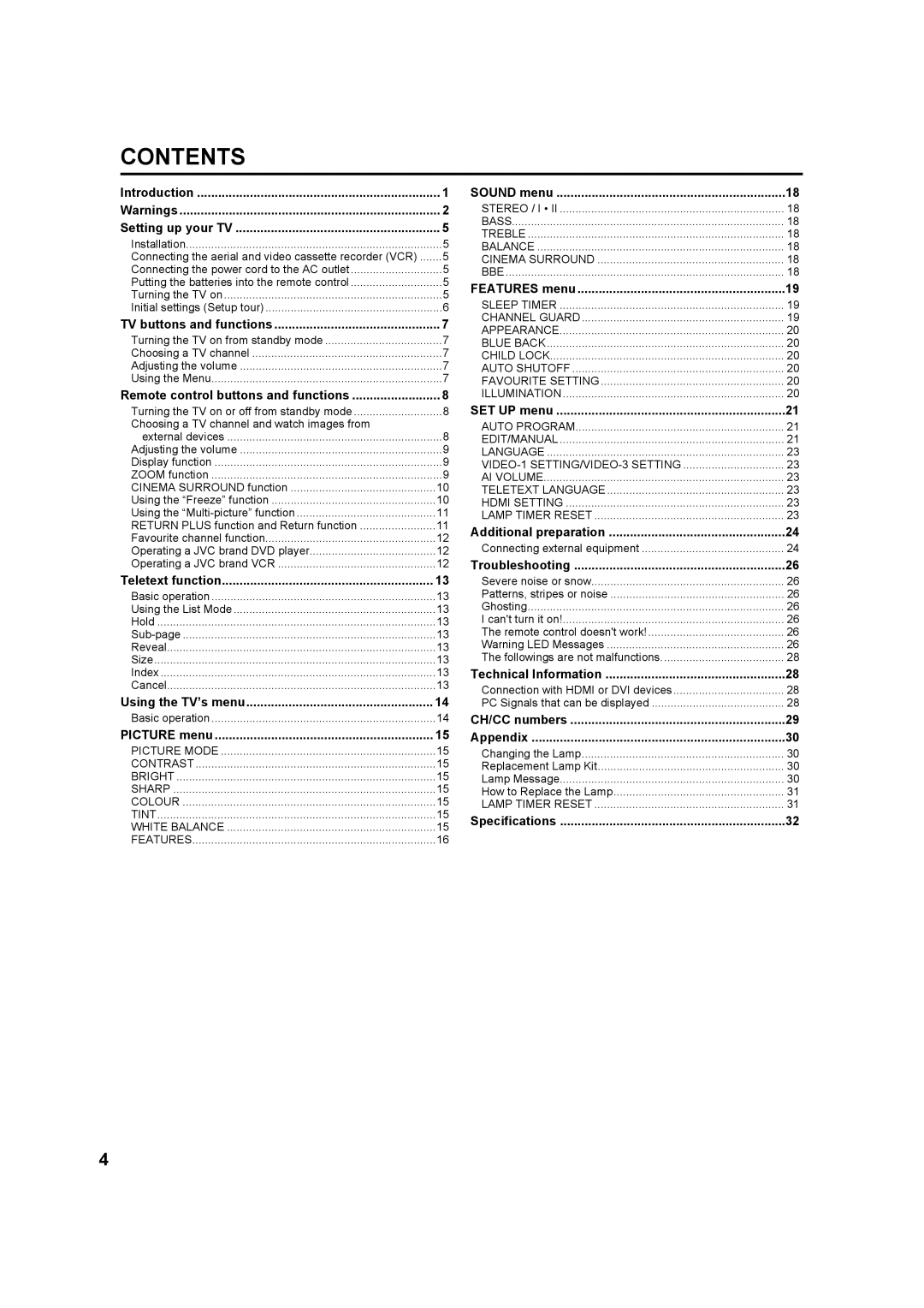 JVC HD-Z70RX5, HD-Z56RX5 manual Contents 