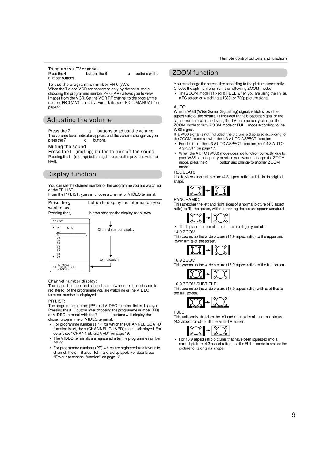 JVC HD-Z56RX5 manual Zoom function, Display function 