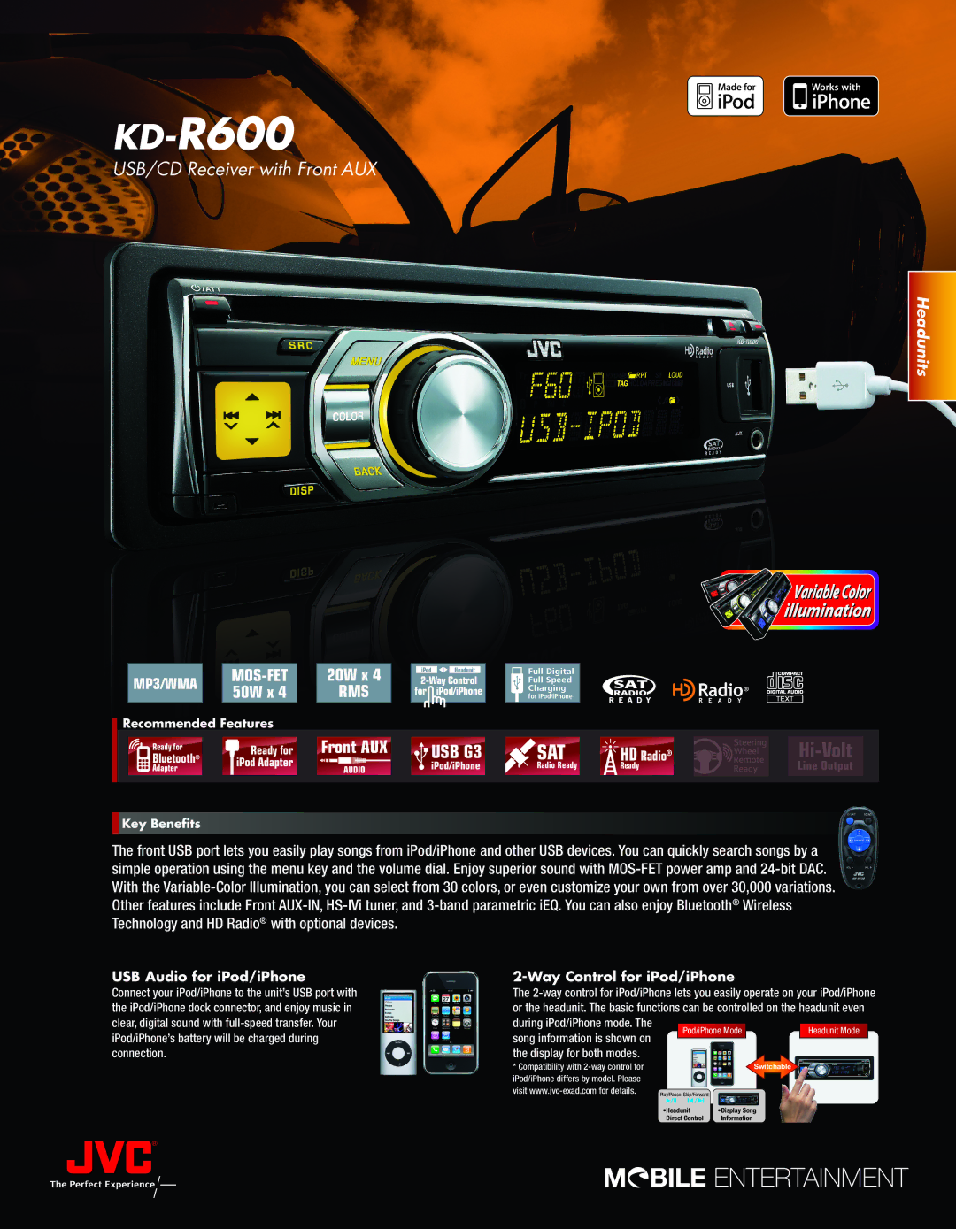 JVC Headunits manual Recommended Features, Ready for, Bluetooth, Key Benefits 