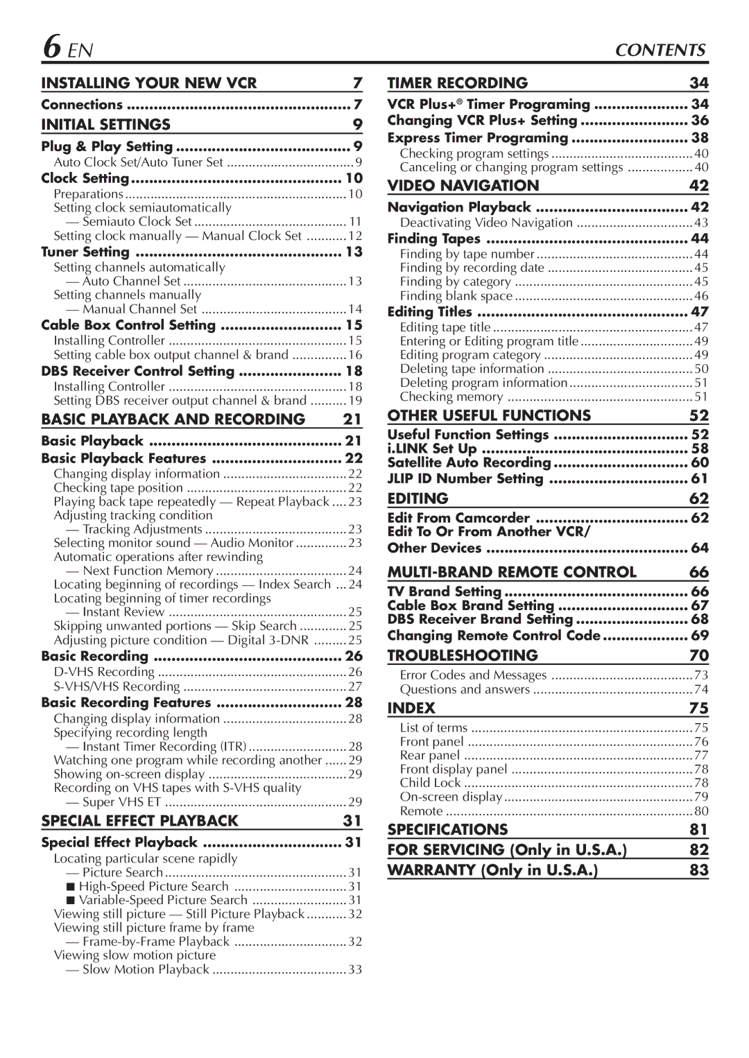 JVC HM-DH30000U manual Contents 