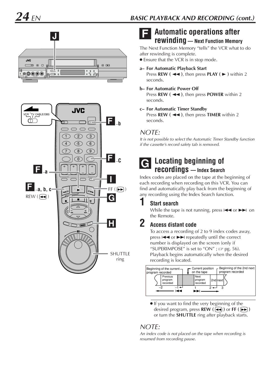 JVC HM-DH30000U manual 24 EN, Automatic operations after, Locating beginning, Start search, Access distant code 