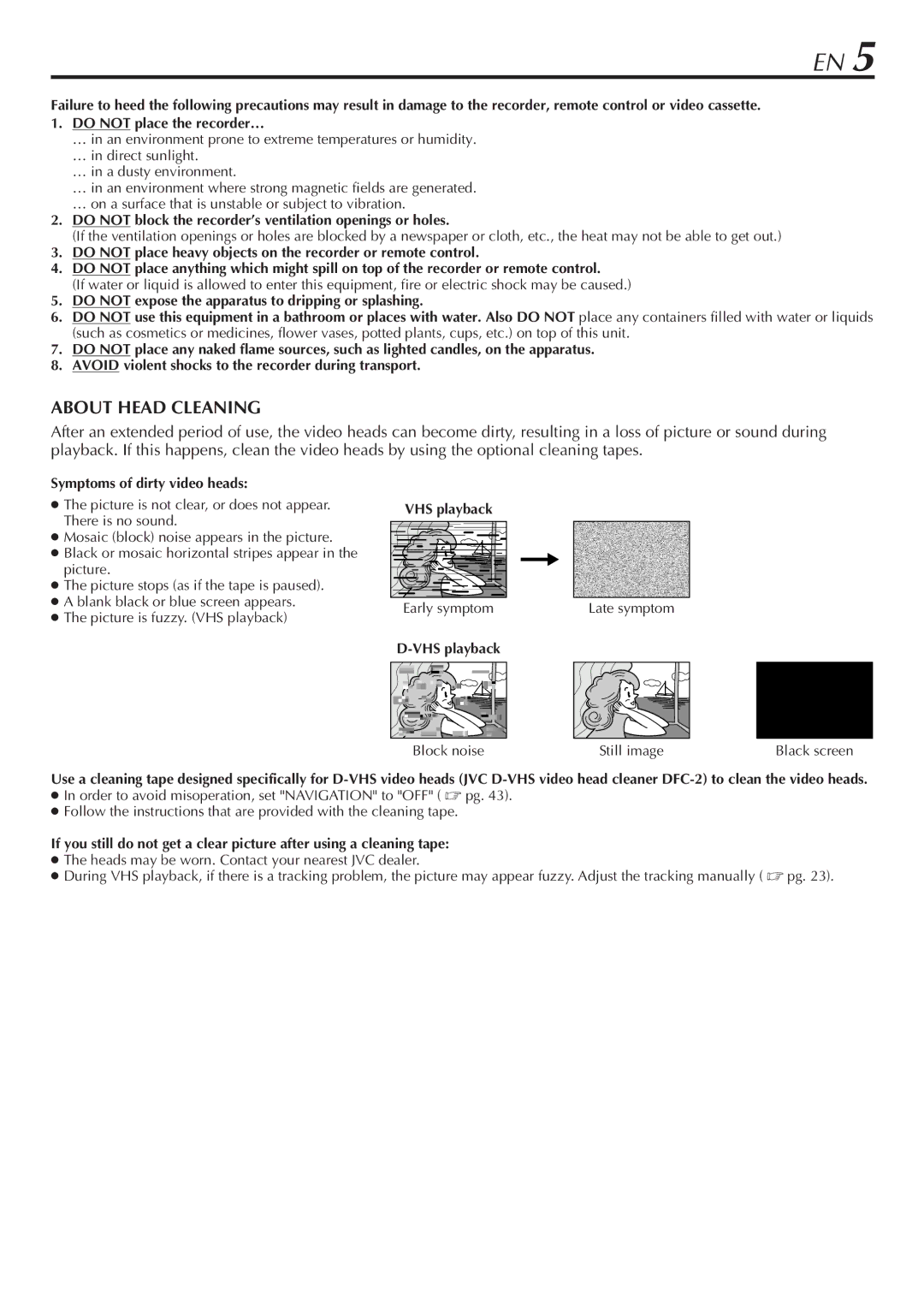 JVC HM-DH30000U manual About Head Cleaning 