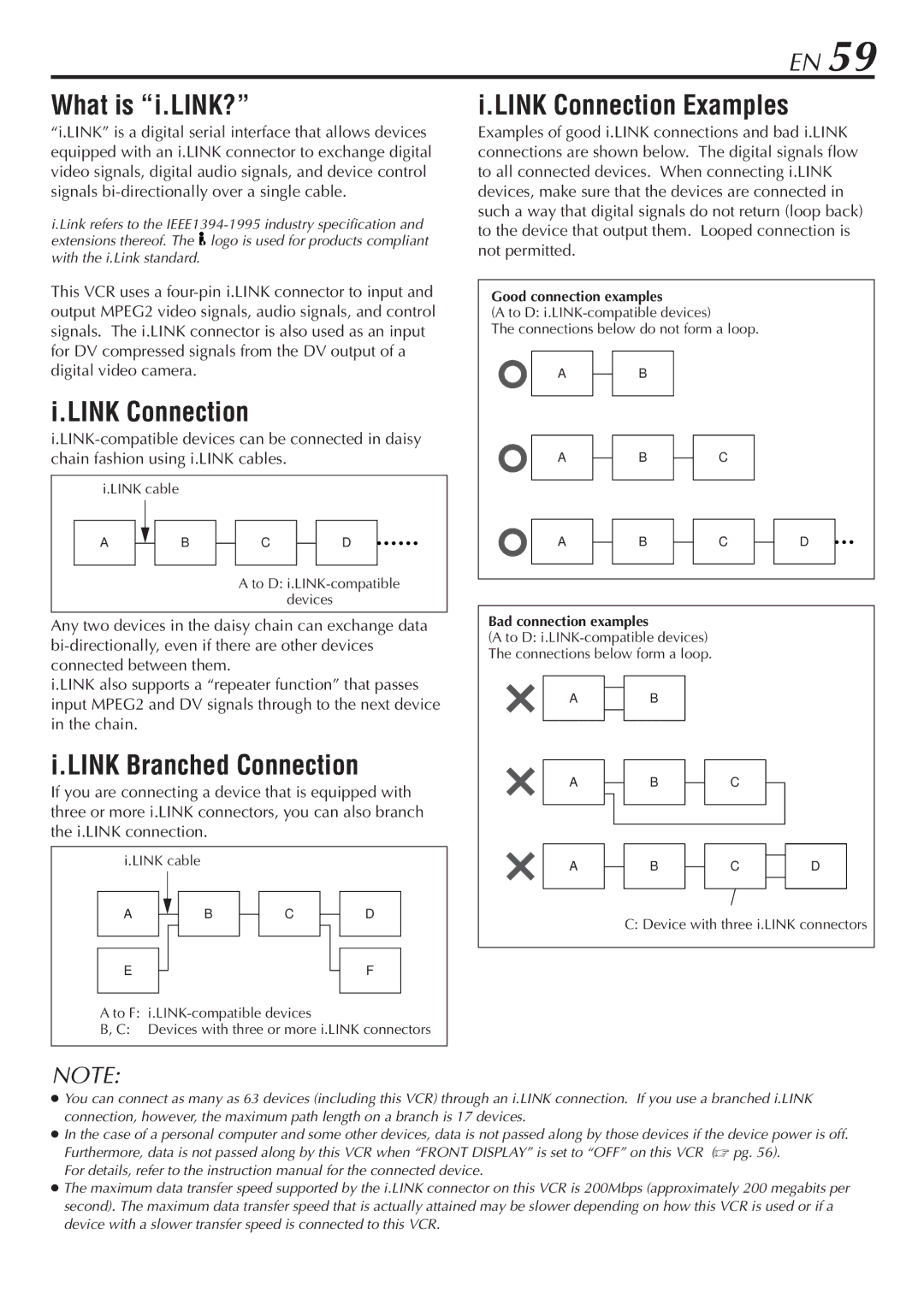 JVC HM-DH30000U manual What is i.LINK?, Link Branched Connection, Link Connection Examples 