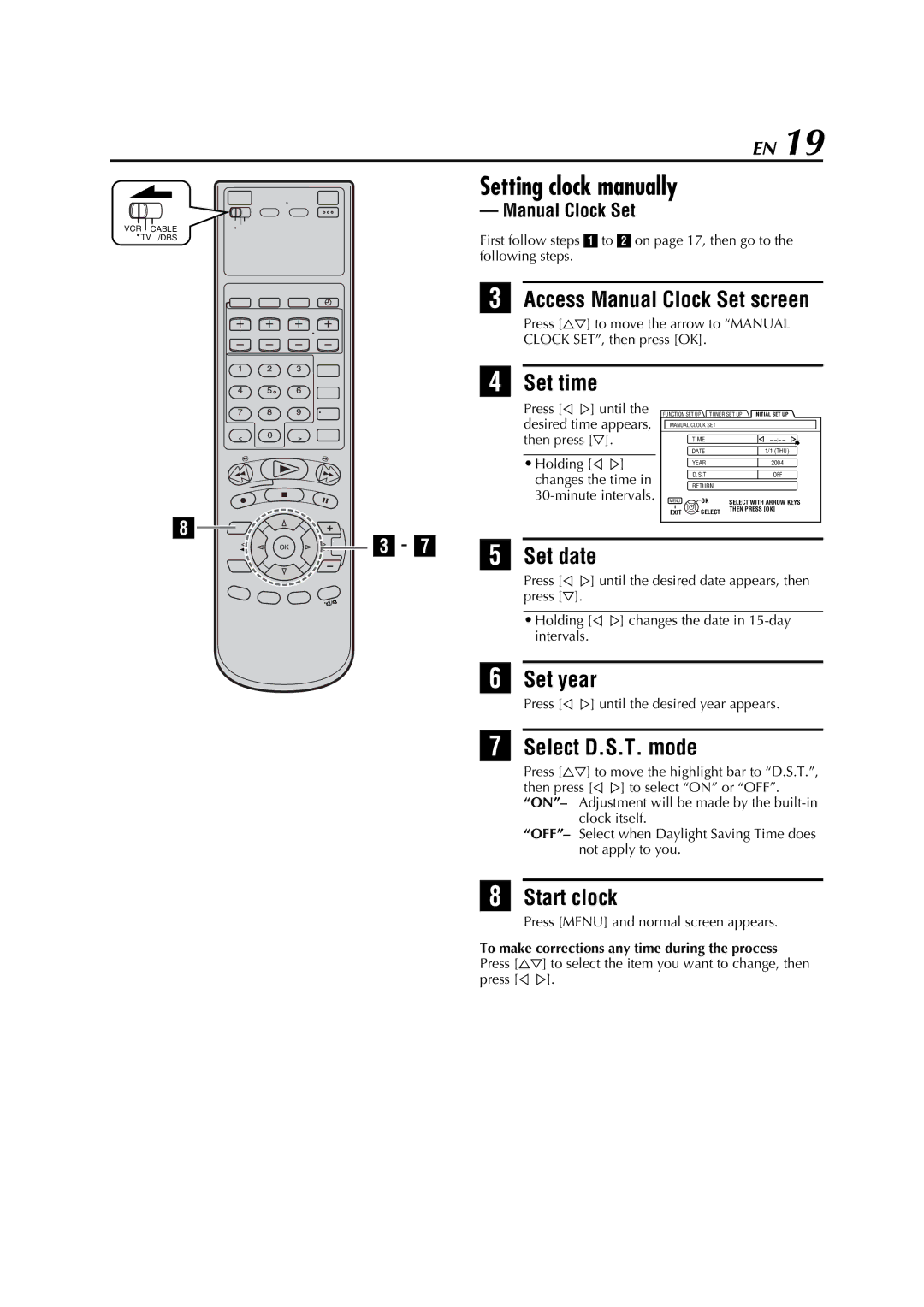 JVC HM-DH5U Setting clock manually 