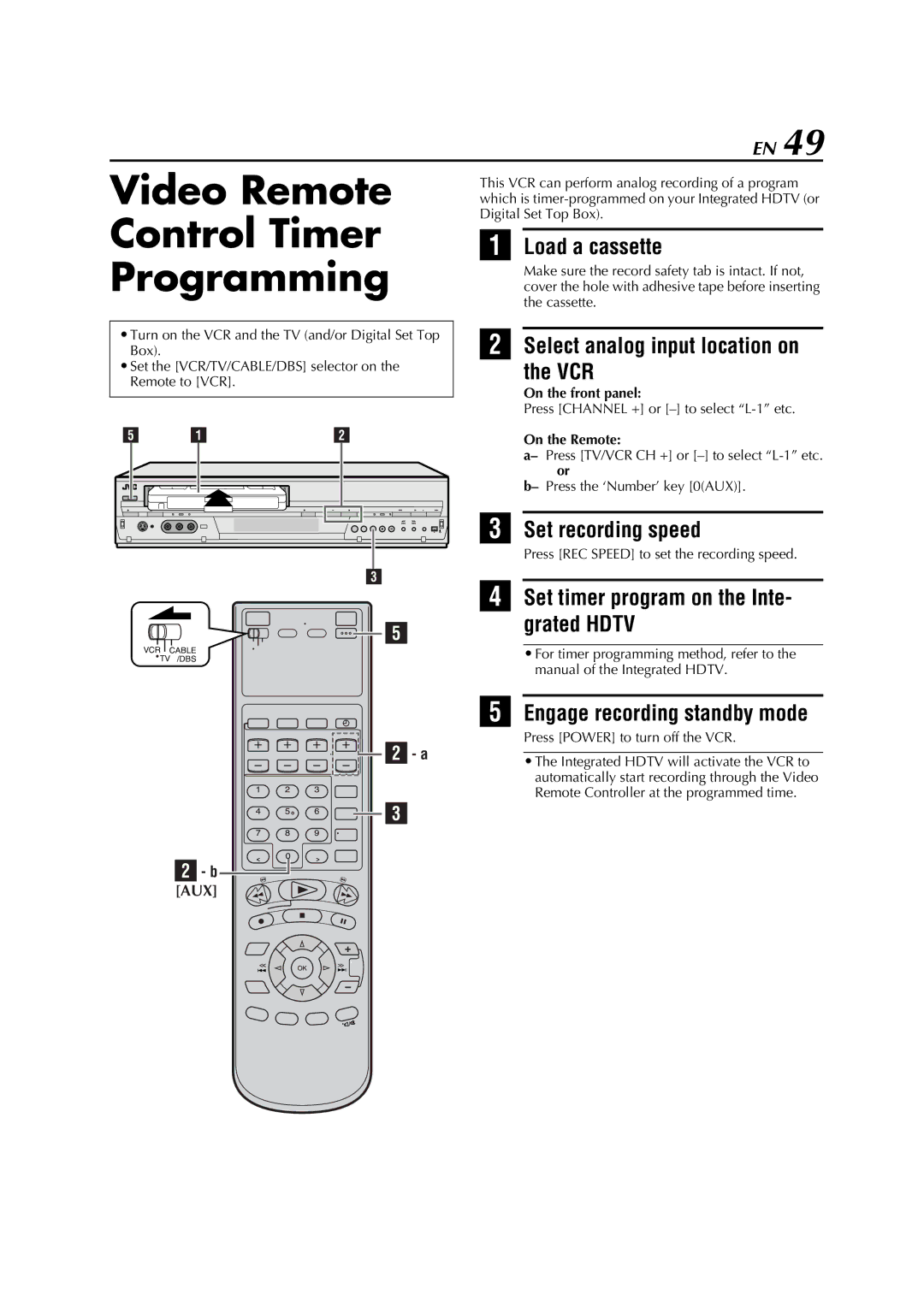 JVC HM-DH5U manual Video Remote Control Timer Programming 