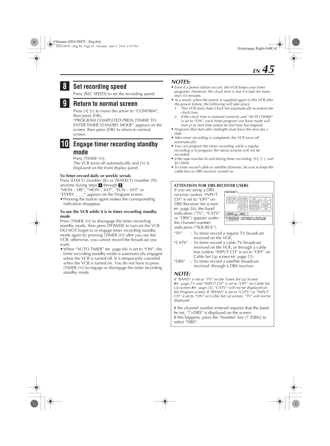 JVC HM-DH5U manual To timer-record daily or weekly serials 