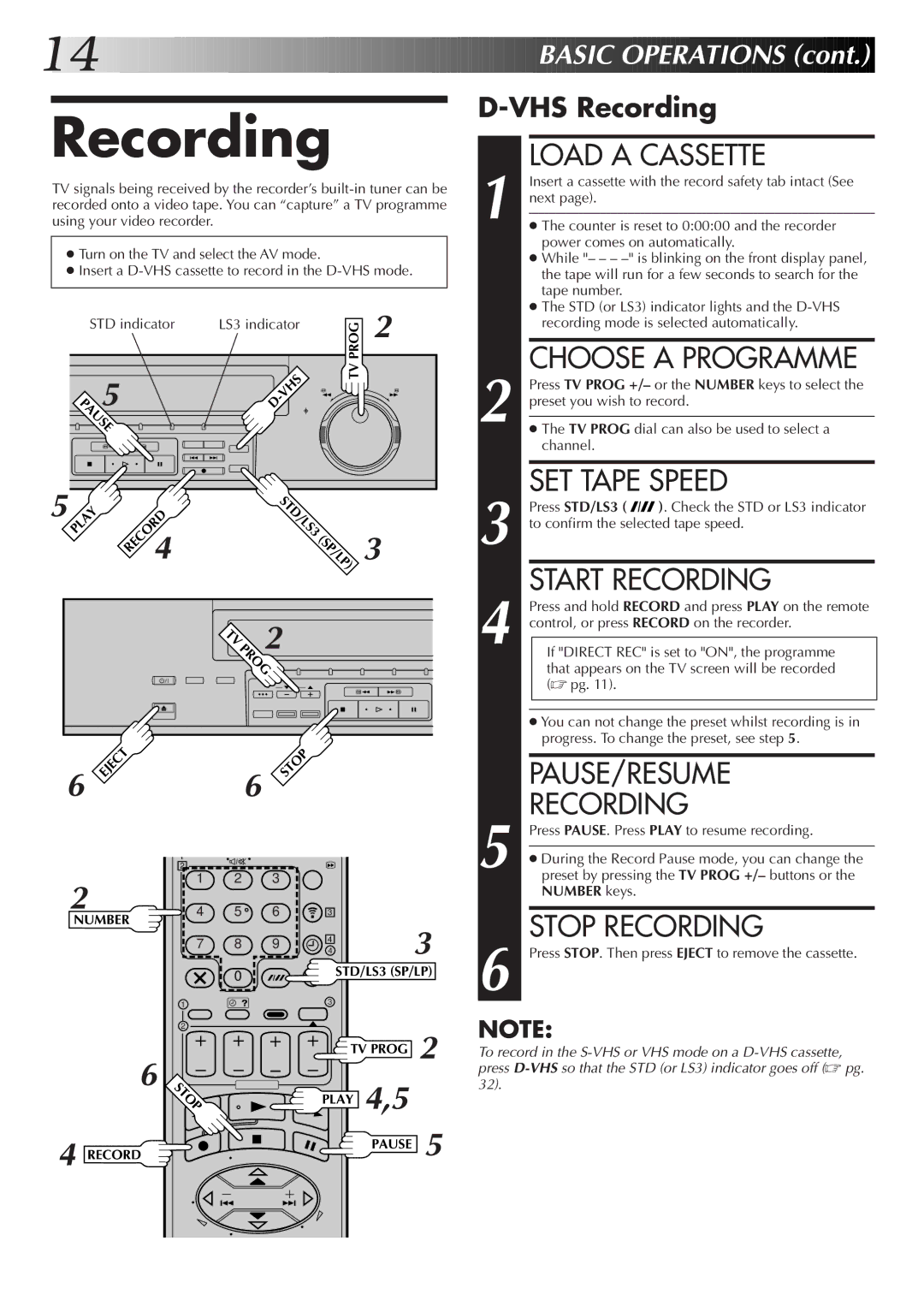 JVC HM-DR10000EK setup guide Recording 