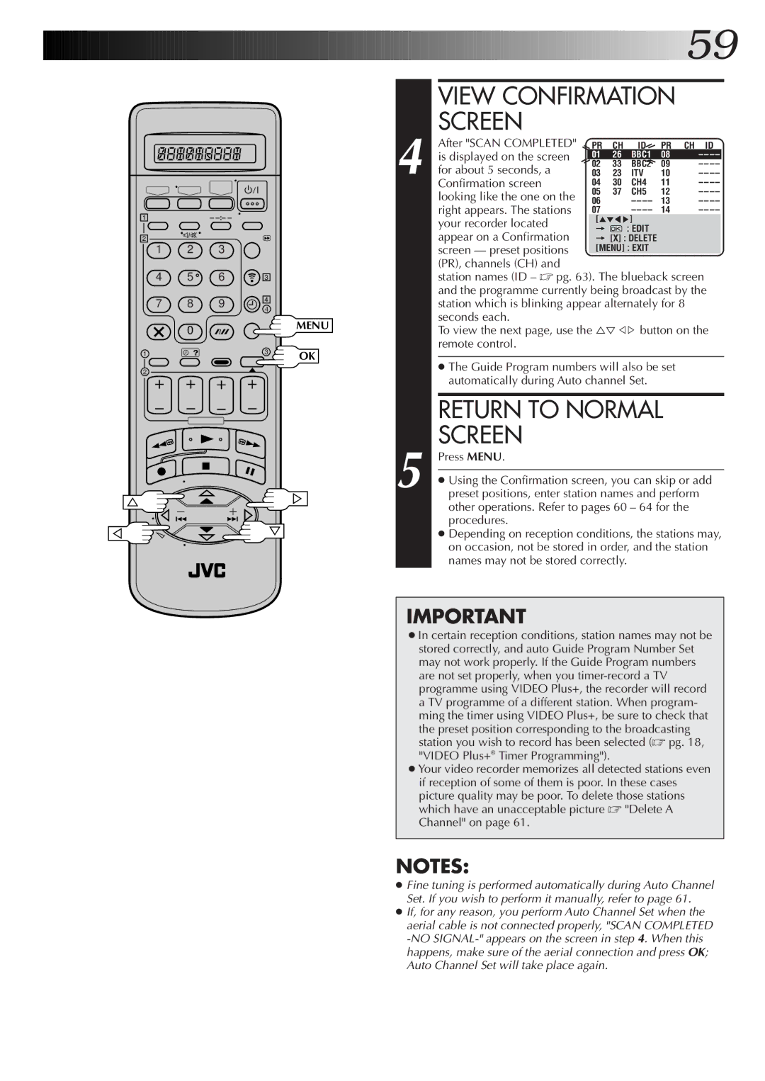 JVC HM-DR10000EK After Scan Completed, Is displayed on the screen, For about 5 seconds, a, Confirmation screen, Procedures 