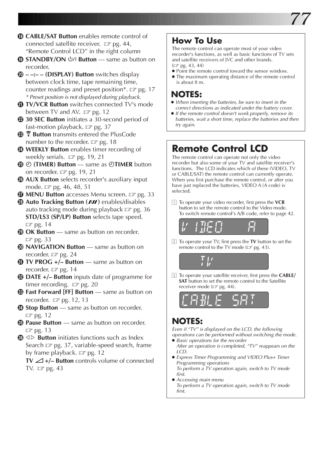 JVC HM-DR10000EK setup guide Remote Control LCD, Fast Forward FF Button same as button on 