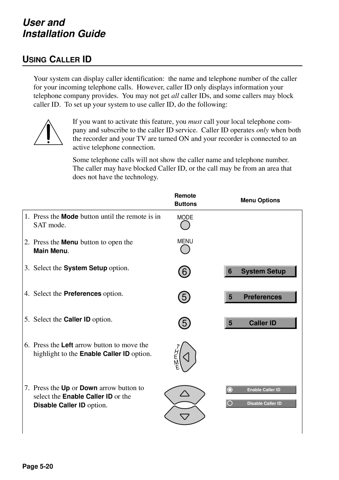 JVC HM-DSR100U, HM-DSR100DU, HM-DSR100RU manual Using Caller ID 