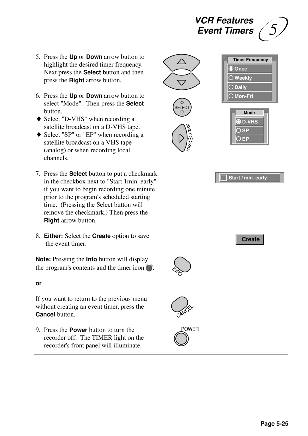 JVC HM-DSR100U, HM-DSR100DU, HM-DSR100RU manual VCR Features Event Timers 