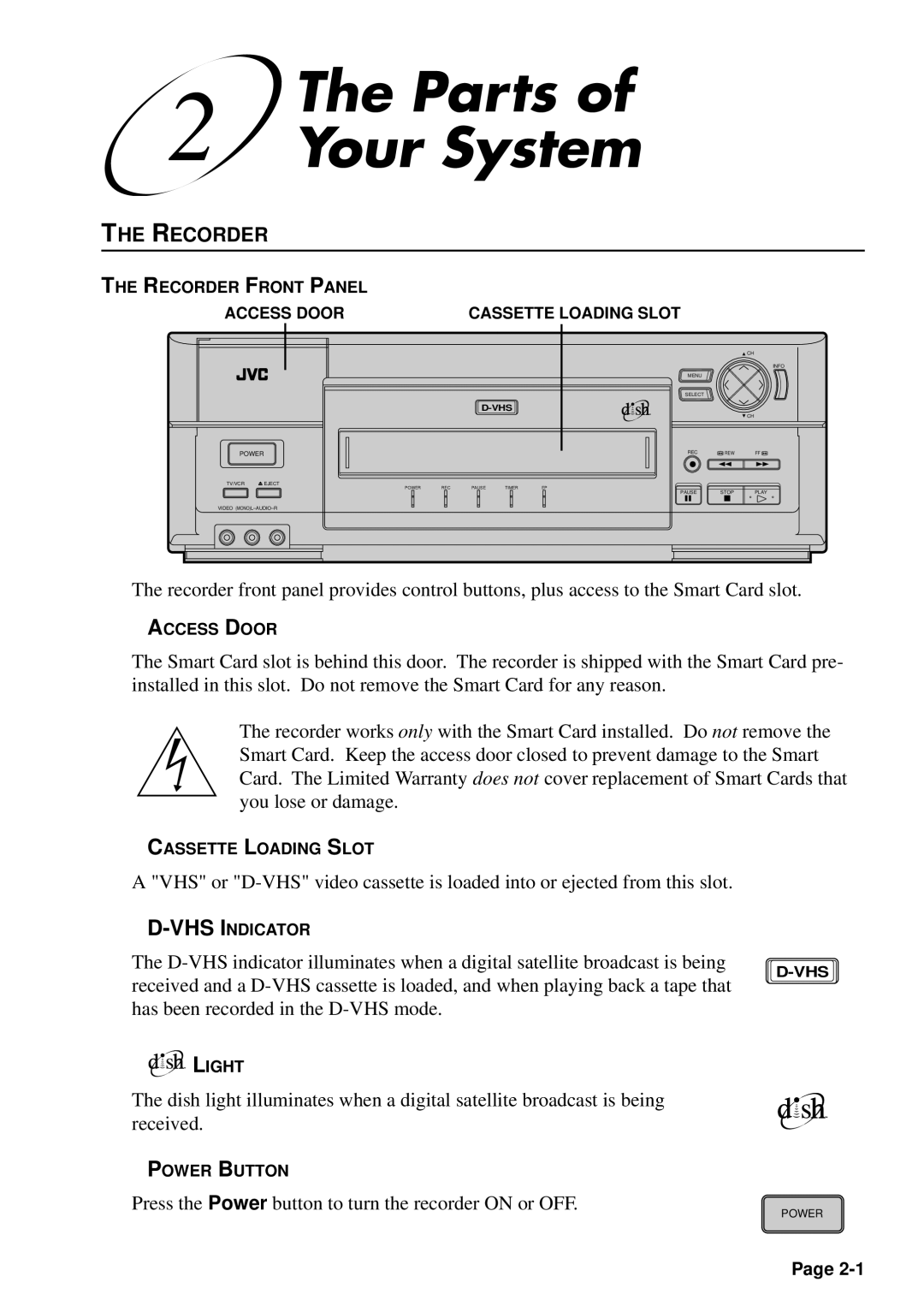 JVC HM-DSR100U, HM-DSR100DU, HM-DSR100RU manual Parts Your System, Recorder 