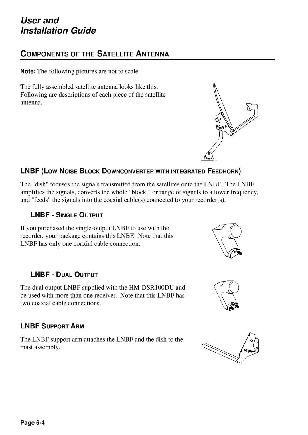 JVC HM-DSR100U, HM-DSR100DU, HM-DSR100RU manual Lnbf Dual Output, Components of the Satellite Antenna 