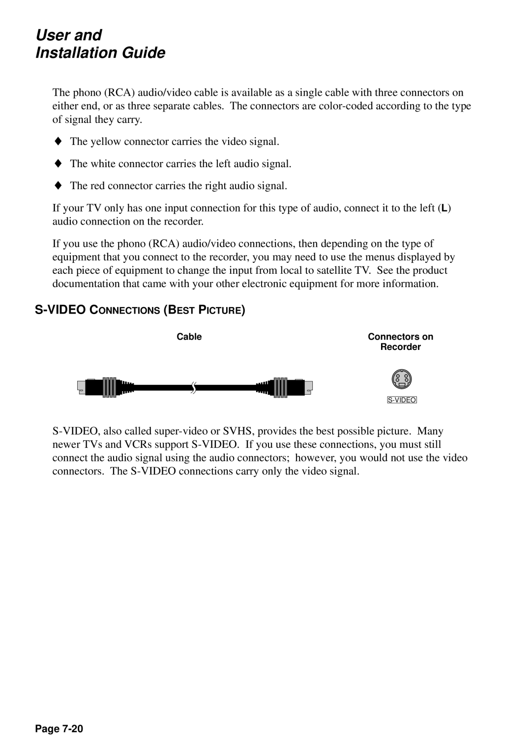 JVC HM-DSR100U, HM-DSR100DU, HM-DSR100RU manual Video Connections Best Picture 