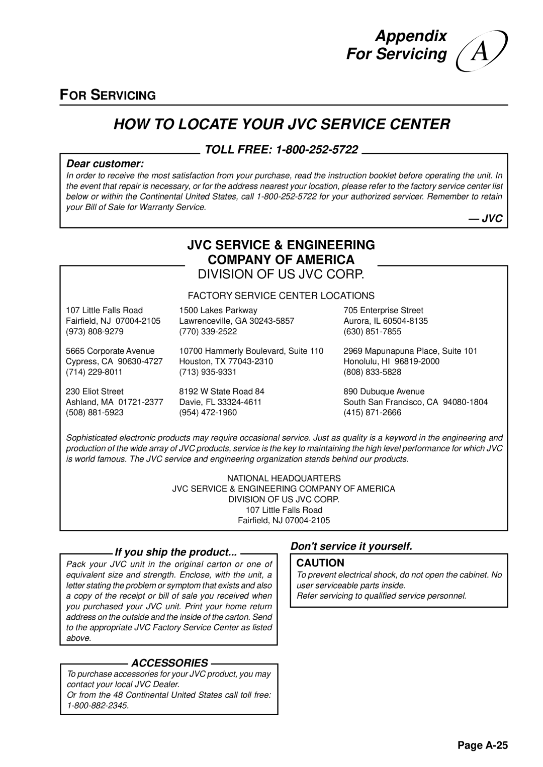 JVC HM-DSR100U, HM-DSR100DU, HM-DSR100RU manual Appendix For Servicing 