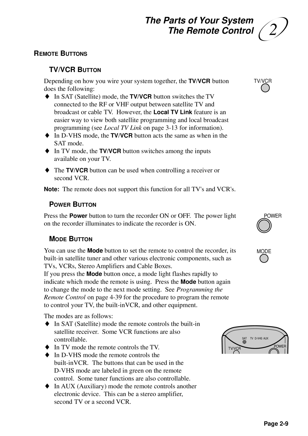 JVC HM-DSR100U, HM-DSR100DU, HM-DSR100RU manual TV/VCR Button 