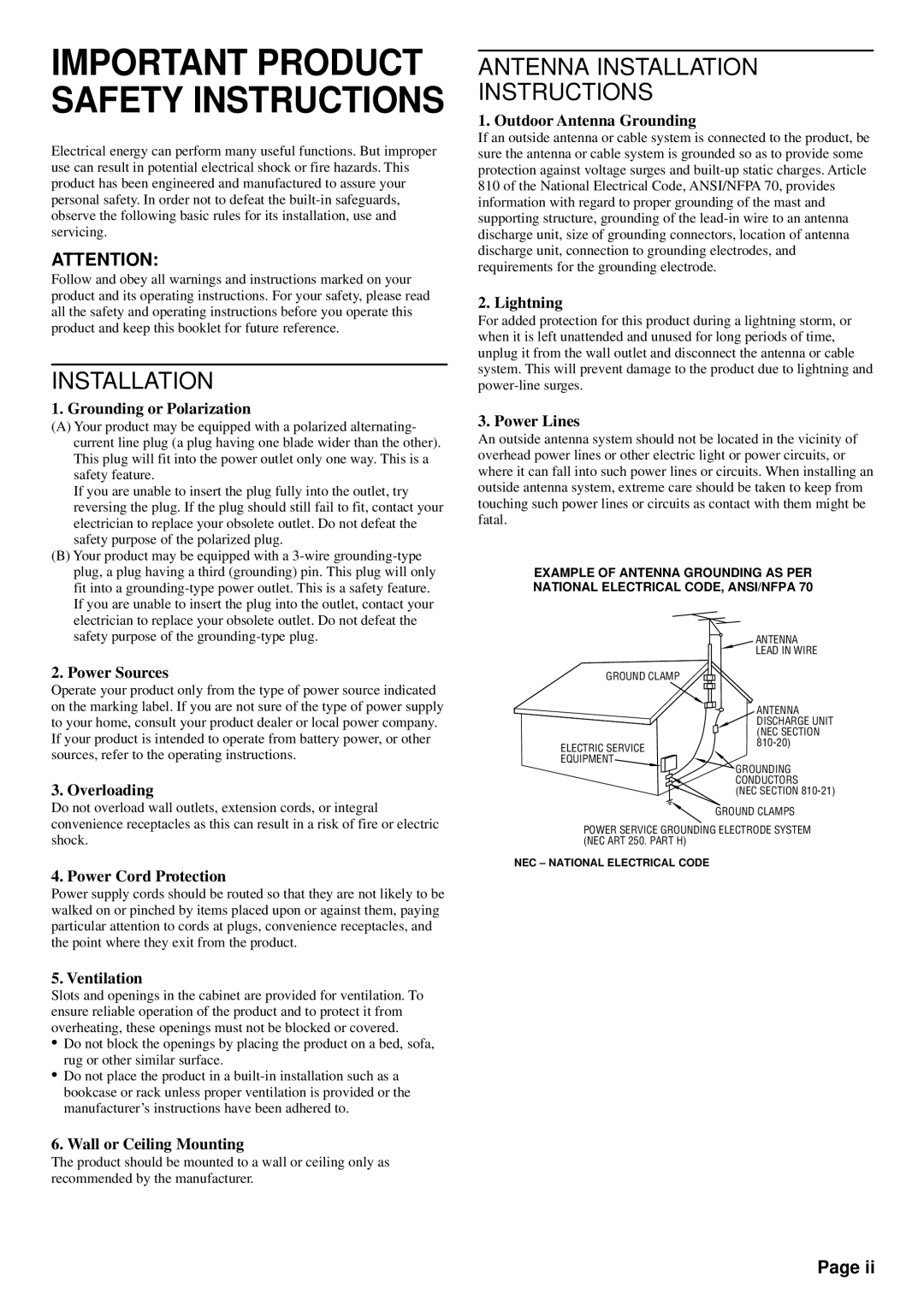 JVC HM-DSR100U, HM-DSR100DU, HM-DSR100RU manual Important Product Safety Instructions 