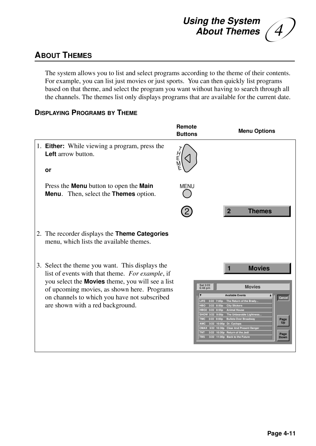 JVC HM-DSR100U, HM-DSR100DU, HM-DSR100RU manual Using the System About Themes 