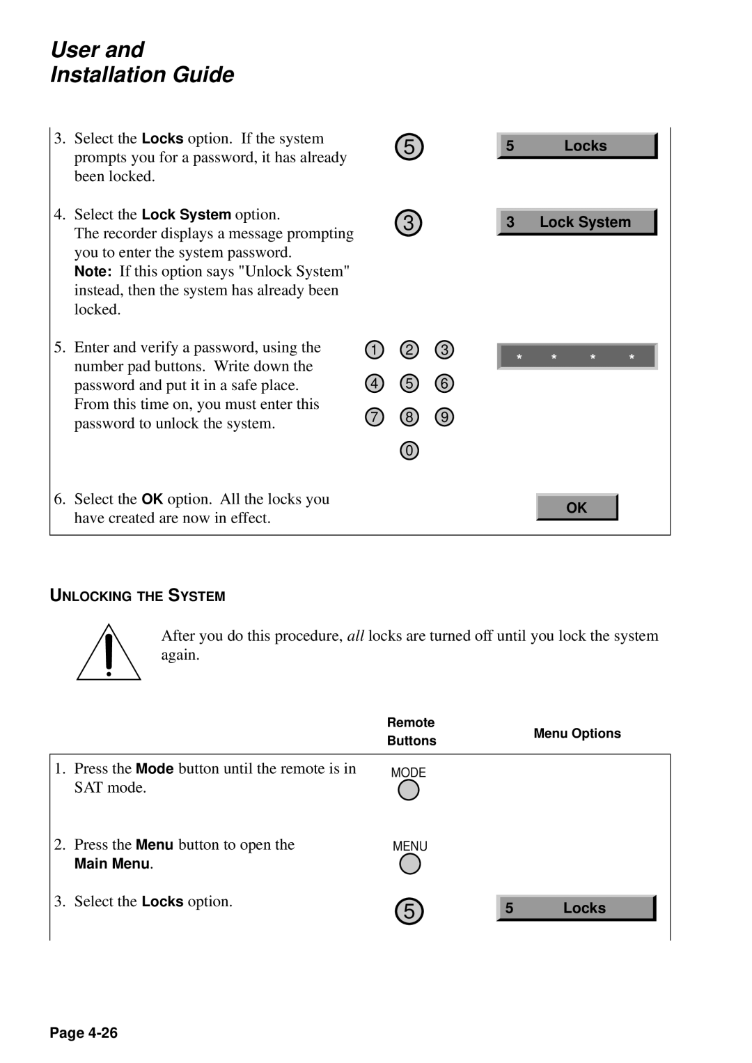 JVC HM-DSR100U, HM-DSR100DU, HM-DSR100RU manual Lock System 