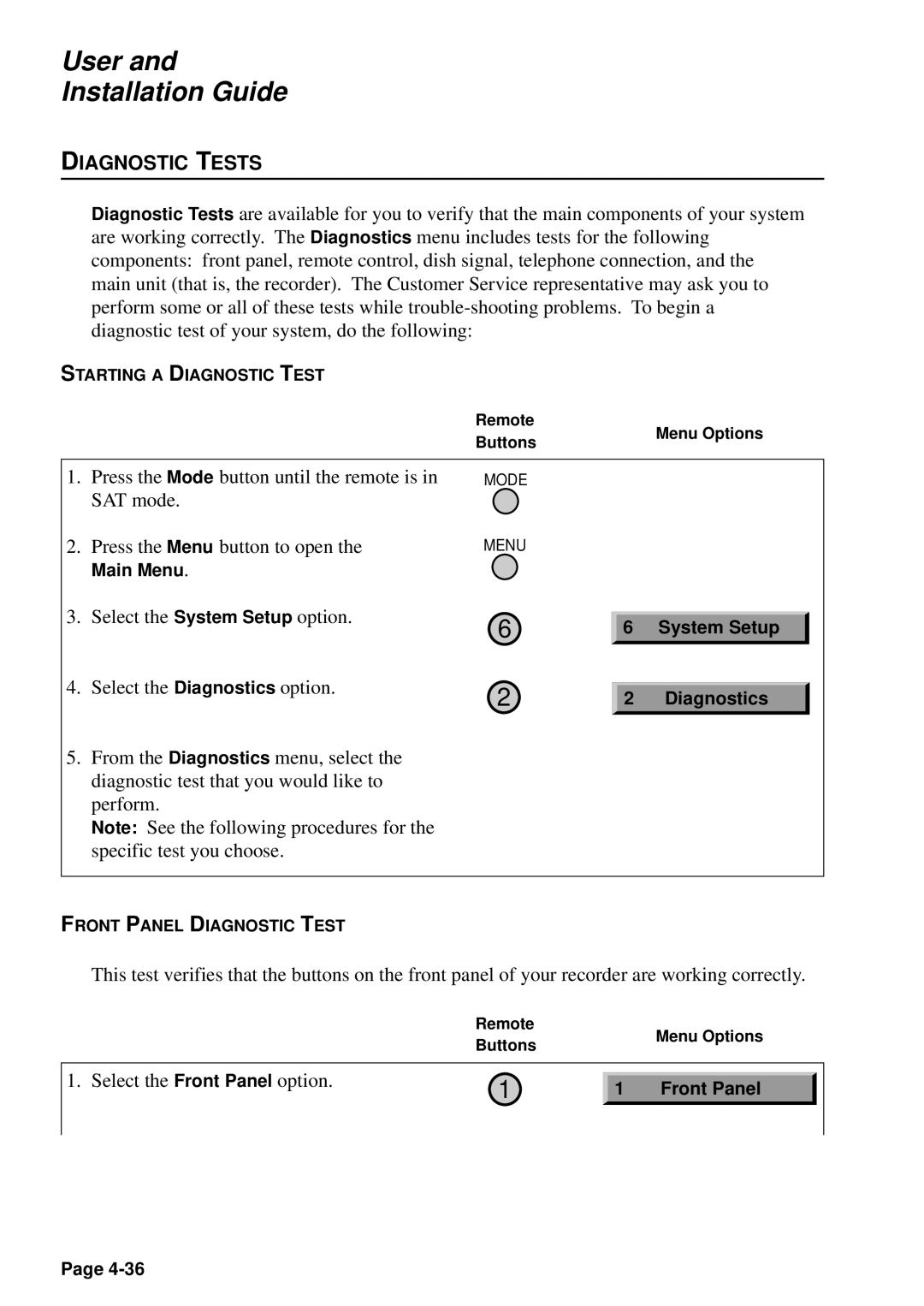 JVC HM-DSR100U, HM-DSR100DU, HM-DSR100RU manual User Installation Guide, Diagnostic Tests 